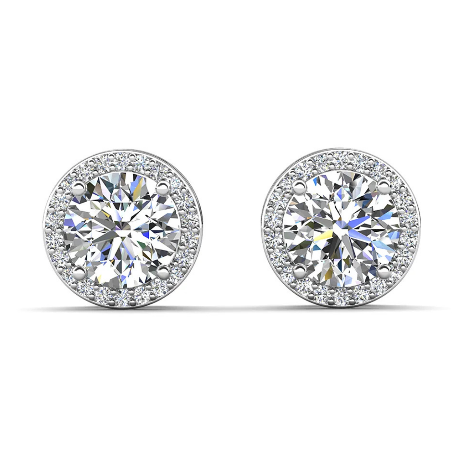 Ariel 18k White Gold Plated Halo Stud Earrings with Simulated Diamond Crystals