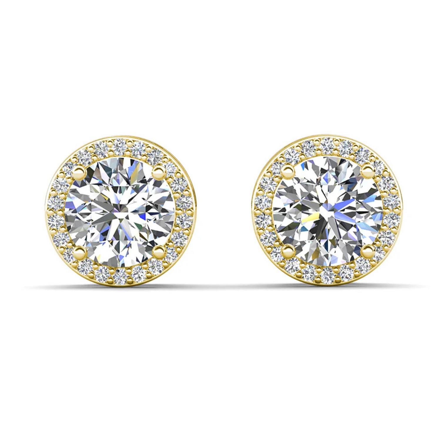 Ariel 18k White Gold Plated Halo Stud Earrings with Simulated Diamond Crystals