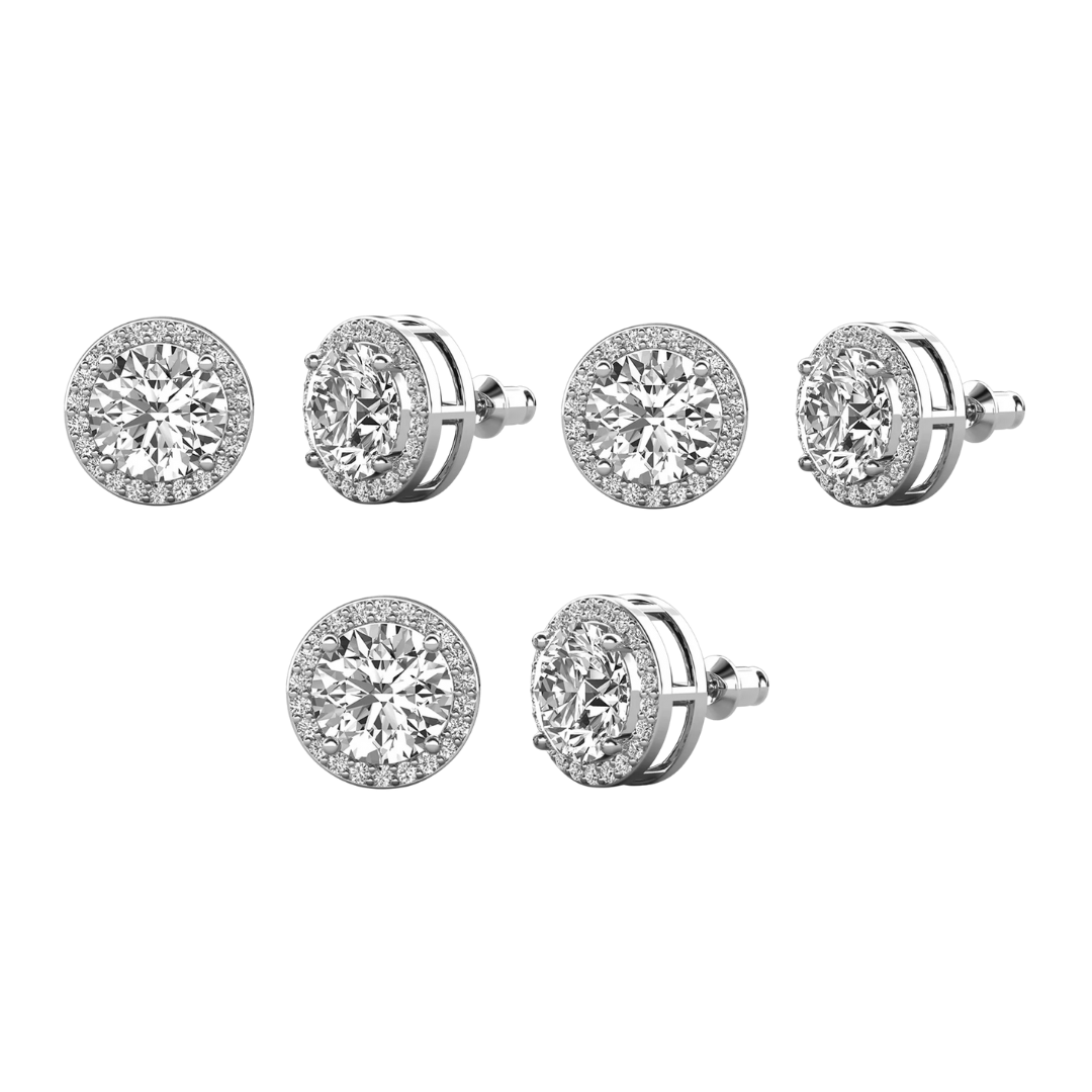 Ariel 18k White Gold Plated Halo Stud Earrings with Simulated Diamond Crystals