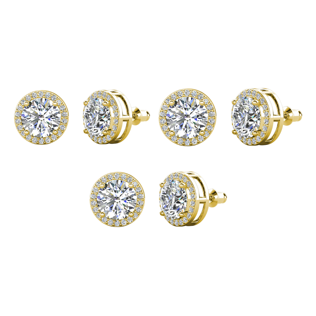 Ariel 18k White Gold Plated Halo Stud Earrings with Simulated Diamond Crystals