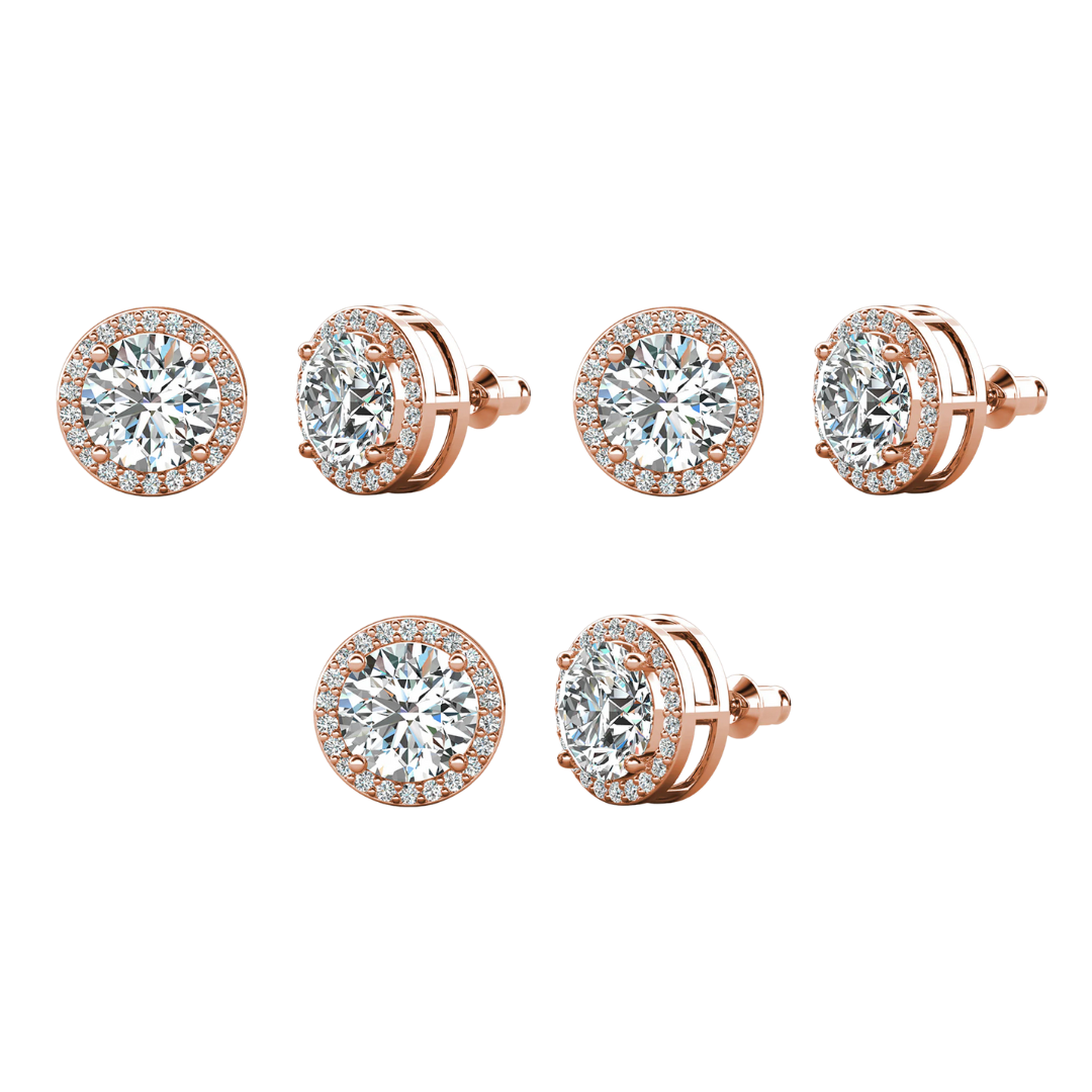 Ariel 18k White Gold Plated Halo Stud Earrings with Simulated Diamond Crystals