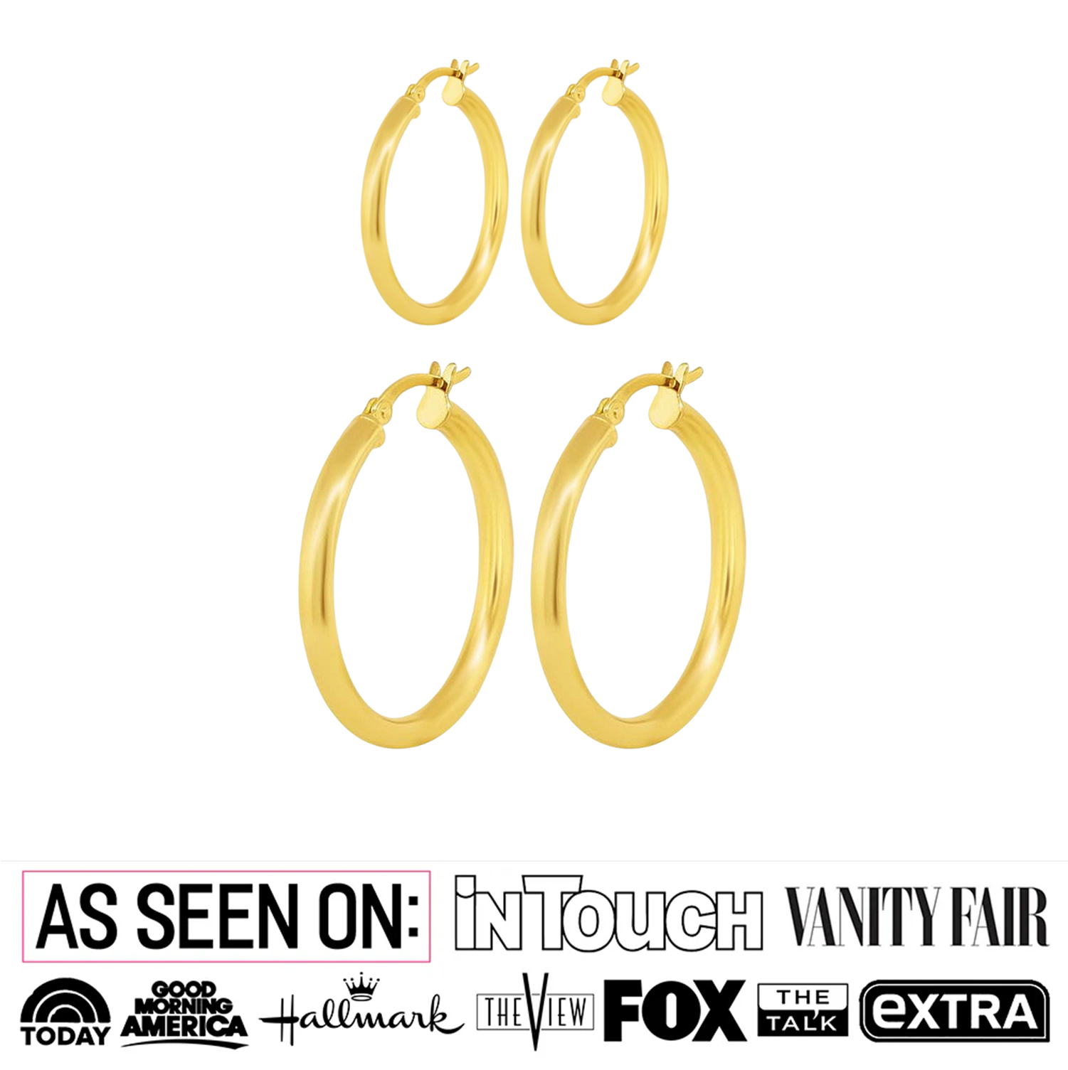 Pack of 2 - Amy 18k White Gold Plated 20/30mm Hoop Earrings