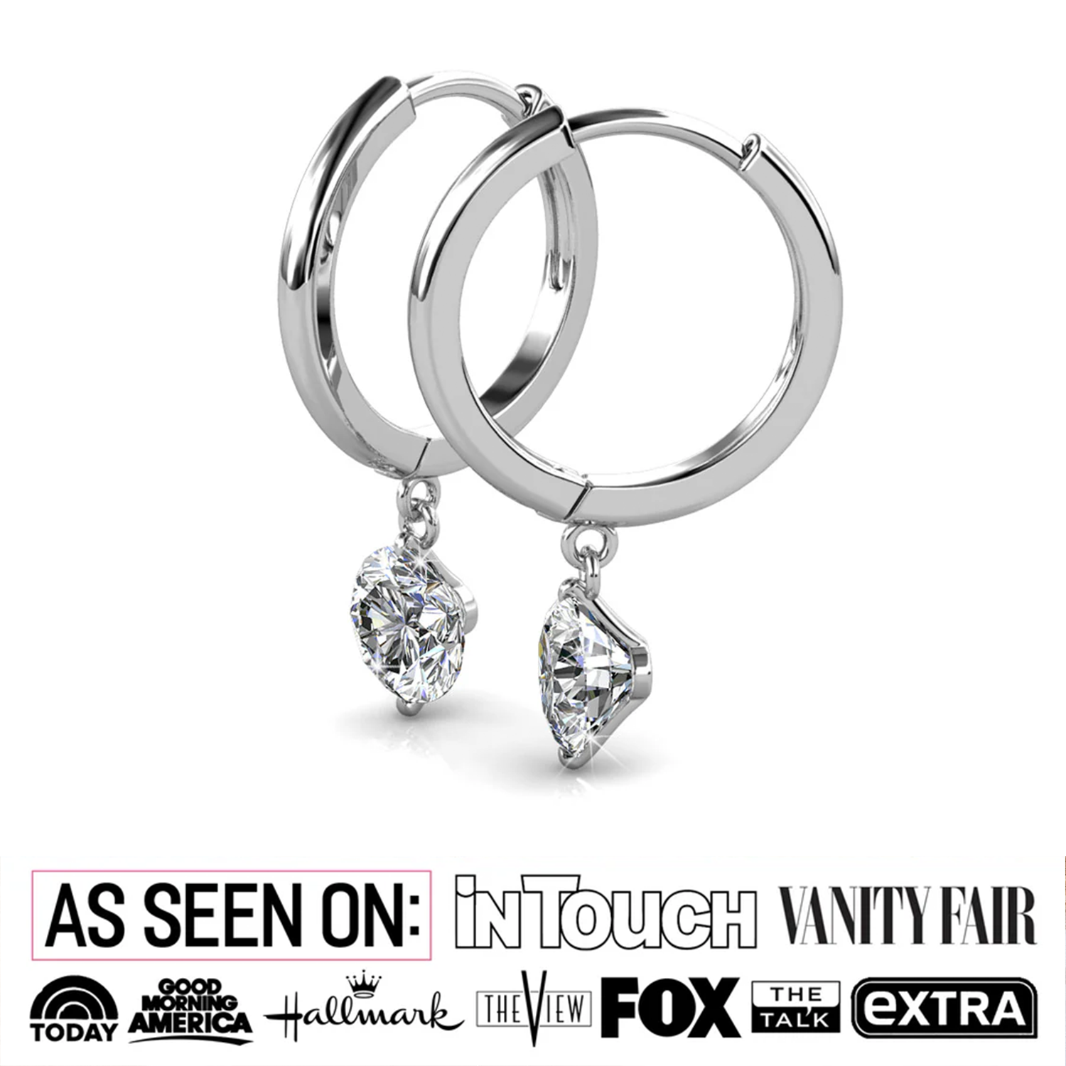 Georgia 18k White Gold Plated Hoop Dangle Earrings with Swarovski Crystals