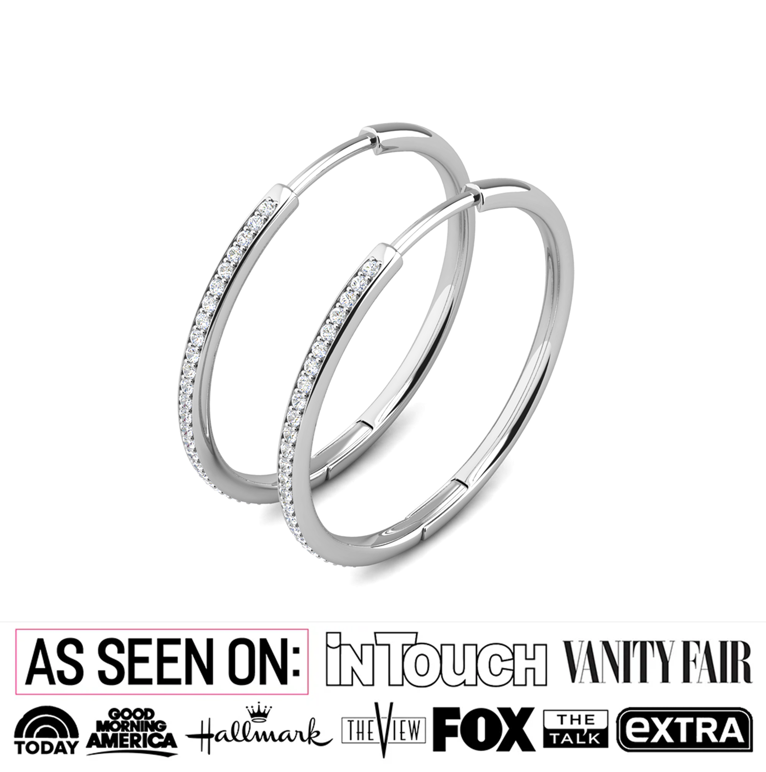 Leslie 18k White Gold Plated 10mm-40mm Hoop Earrings with Swarovski Crystals
