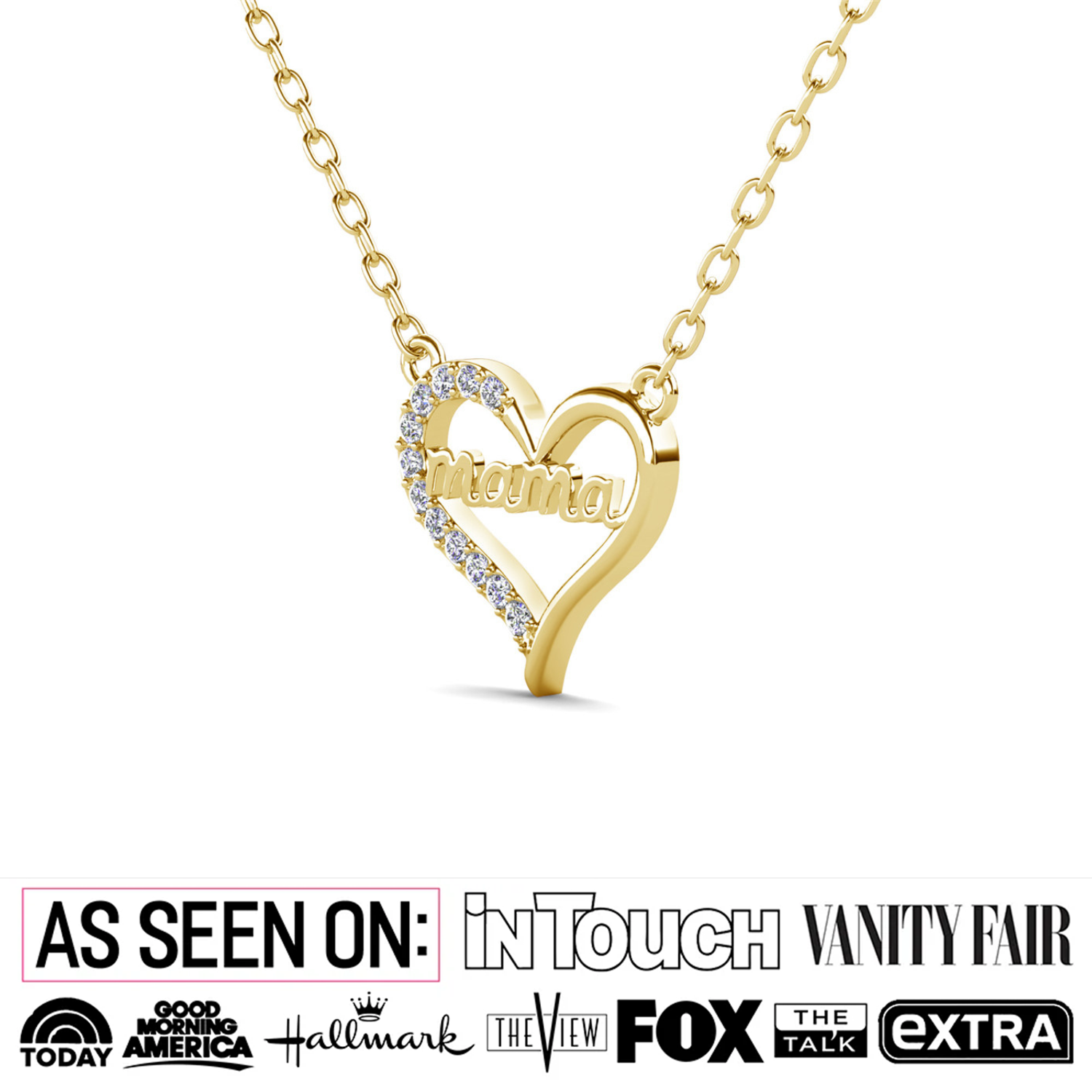 Louise 18k White Gold Plated Mama Heart Necklace with Swarovski Crystals