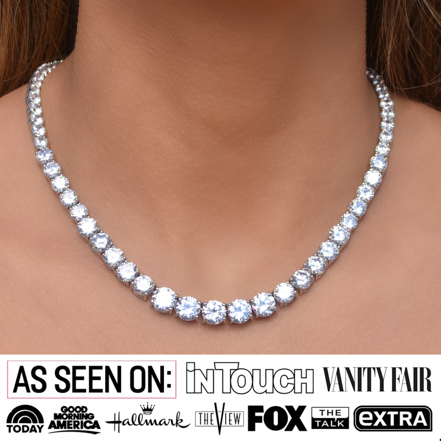 Whitney 18k White Gold Plated Necklace with Swarovski Crystals