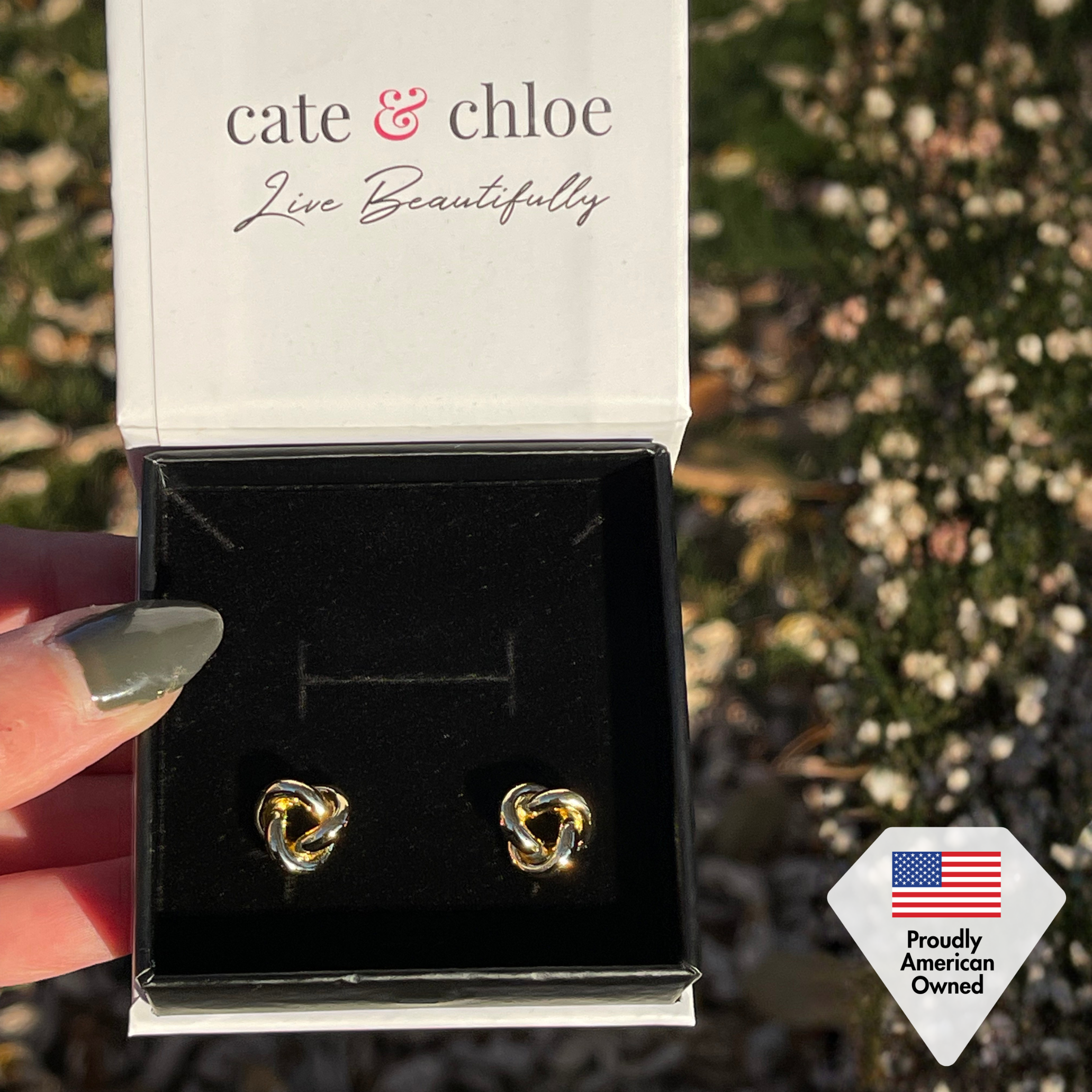 Ashley 18k White Gold Plated Knot Stud Earrings