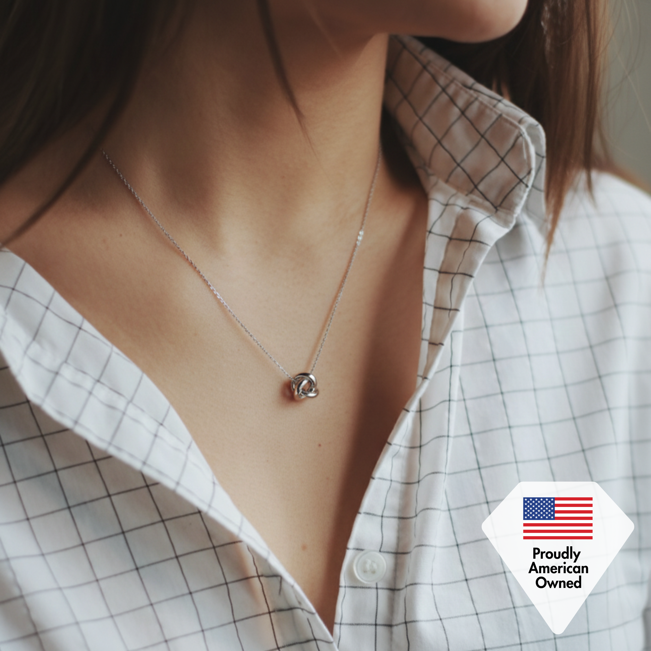 Ashley 18k White Gold Plated Knot Earrings and Necklace Jewelry Set