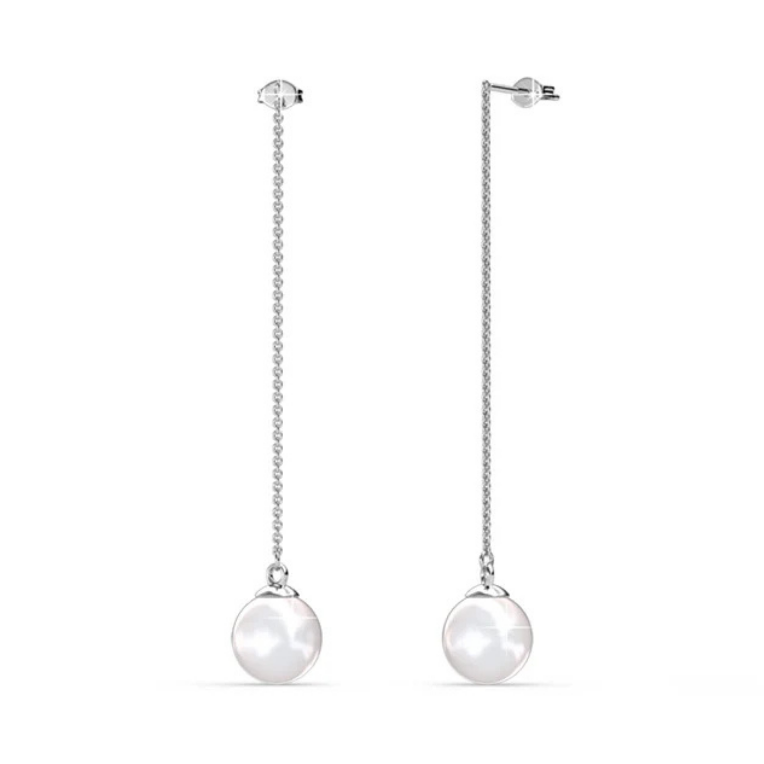 Aspen 18k White Gold Plated Dangle Earrings with Shell Pearls