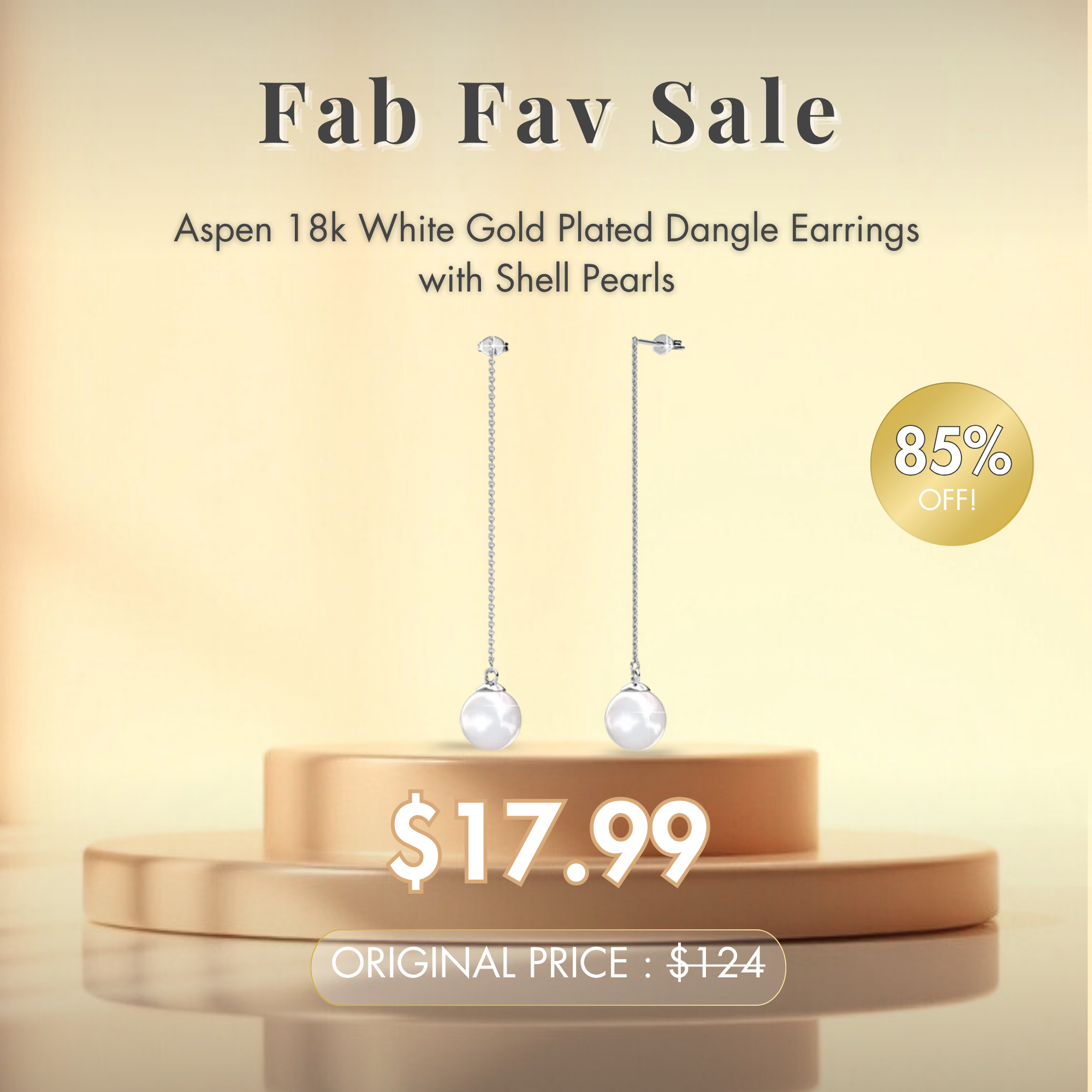 Aspen 18k White Gold Plated Dangle Earrings with Shell Pearls — Fab Fav Sale