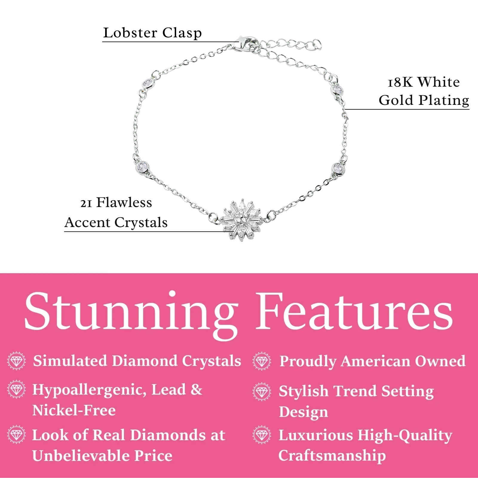 Astara 18k White Gold Plated Bracelet with Simulated Diamond Crystals