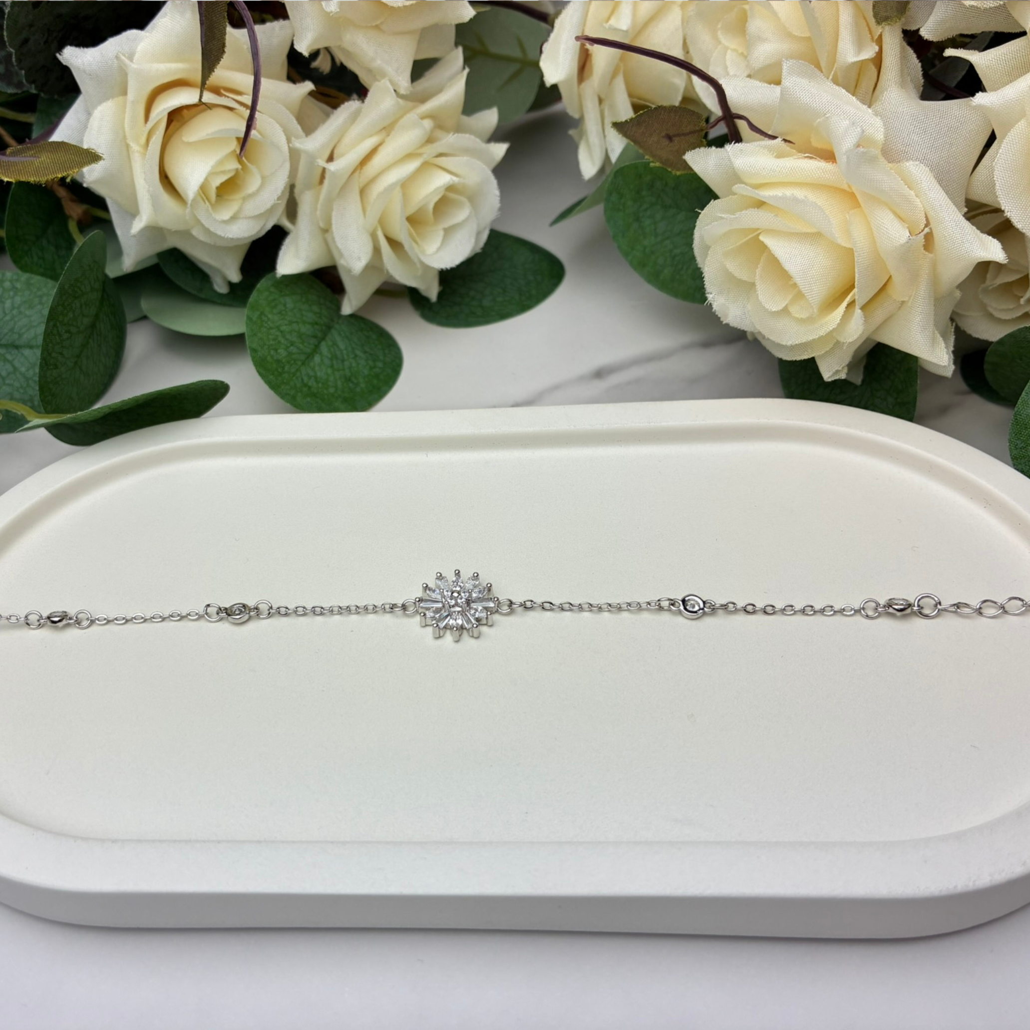 Astara 18k White Gold Plated Bracelet with Simulated Diamond Crystals