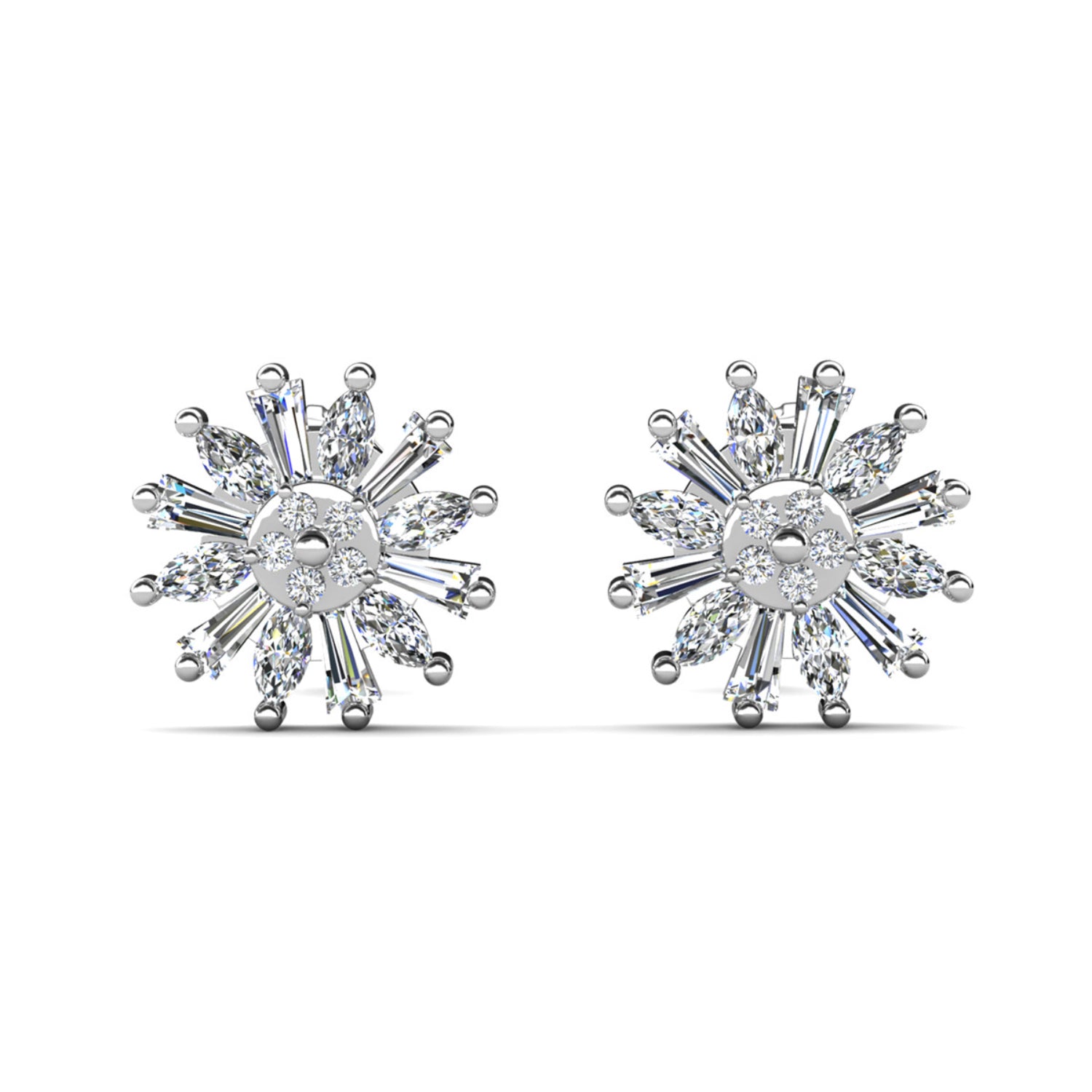 Astara 18k White Gold Plated Stud Earrings with Simulated Diamond Crystals