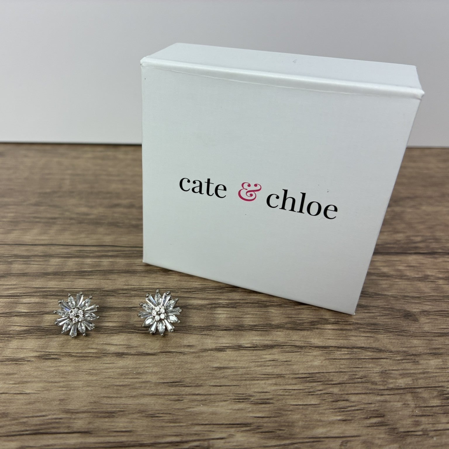 Astara 18k White Gold Plated Stud Earrings with Simulated Diamond Crystals
