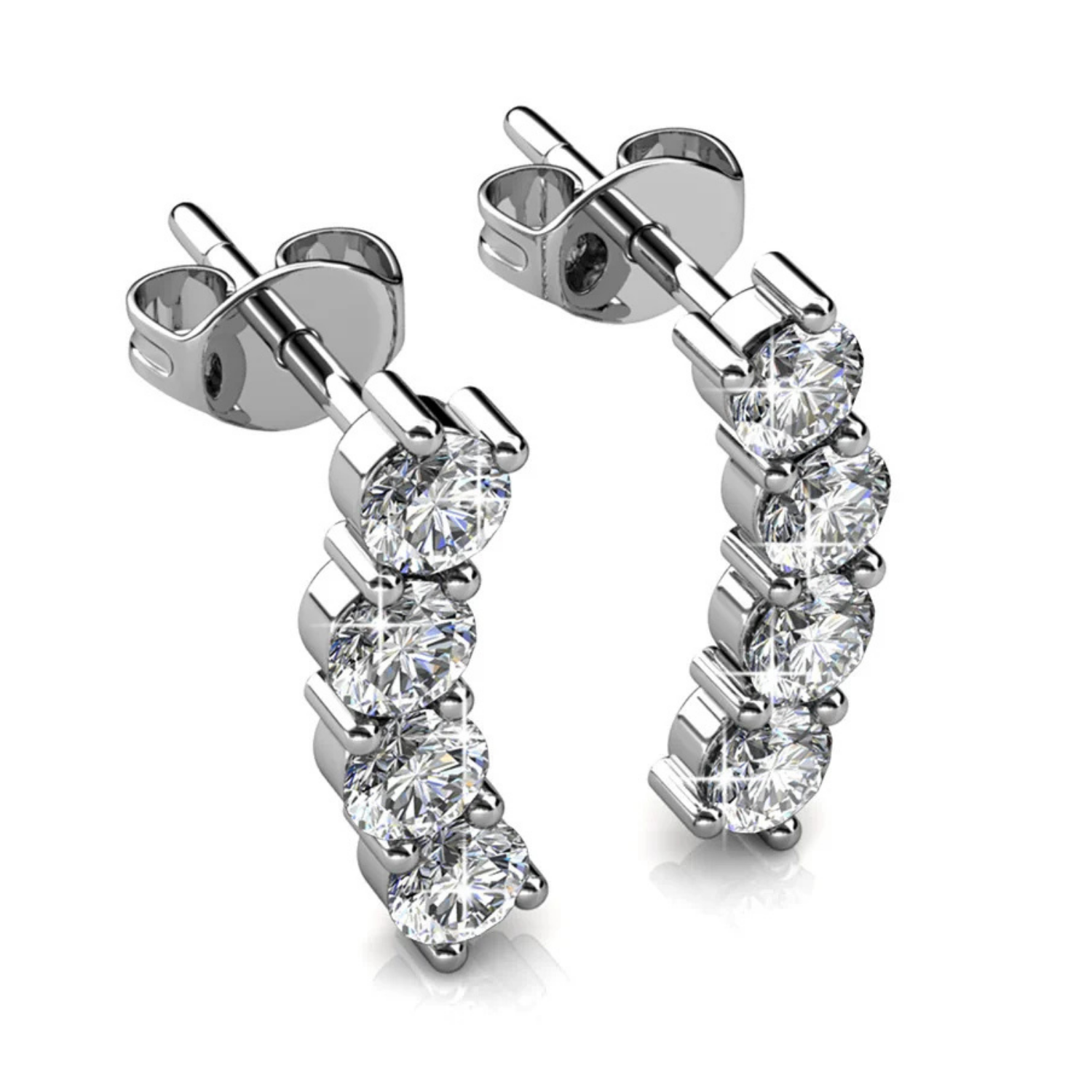 Aubree 18k White Gold Plated Drop Stud Earrings with Swarovski Crystals