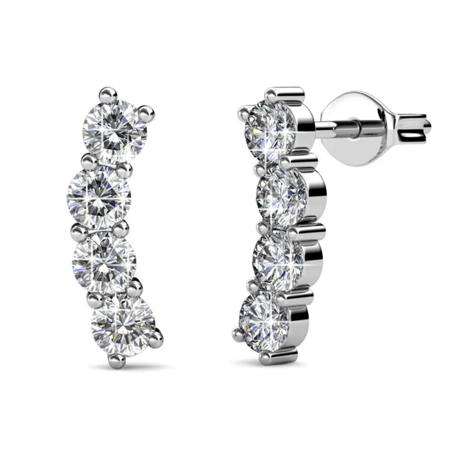 Aubree 18k White Gold Plated Drop Stud Earrings with Swarovski Crystals