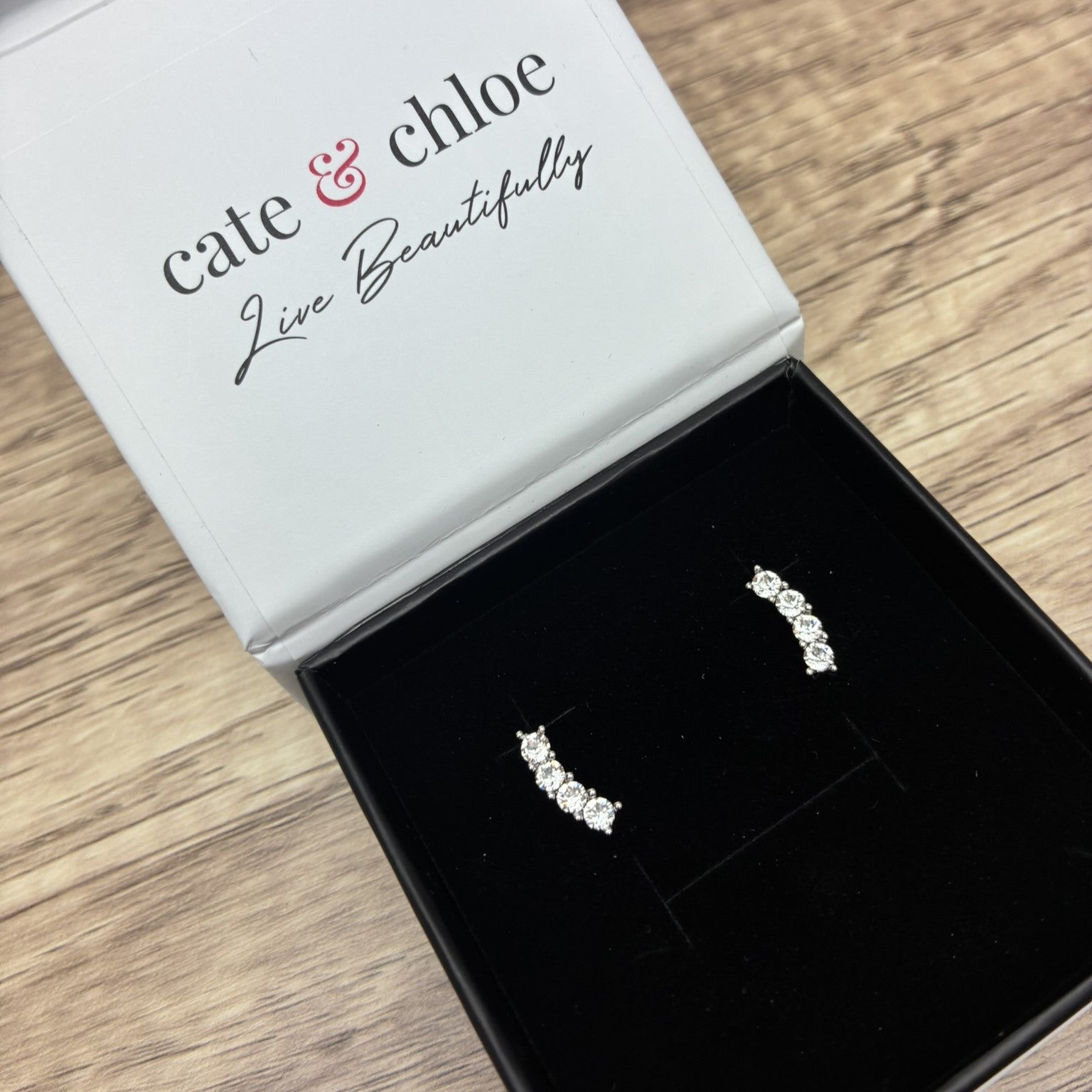 Aubree 18k White Gold Plated Drop Stud Earrings with Swarovski Crystals