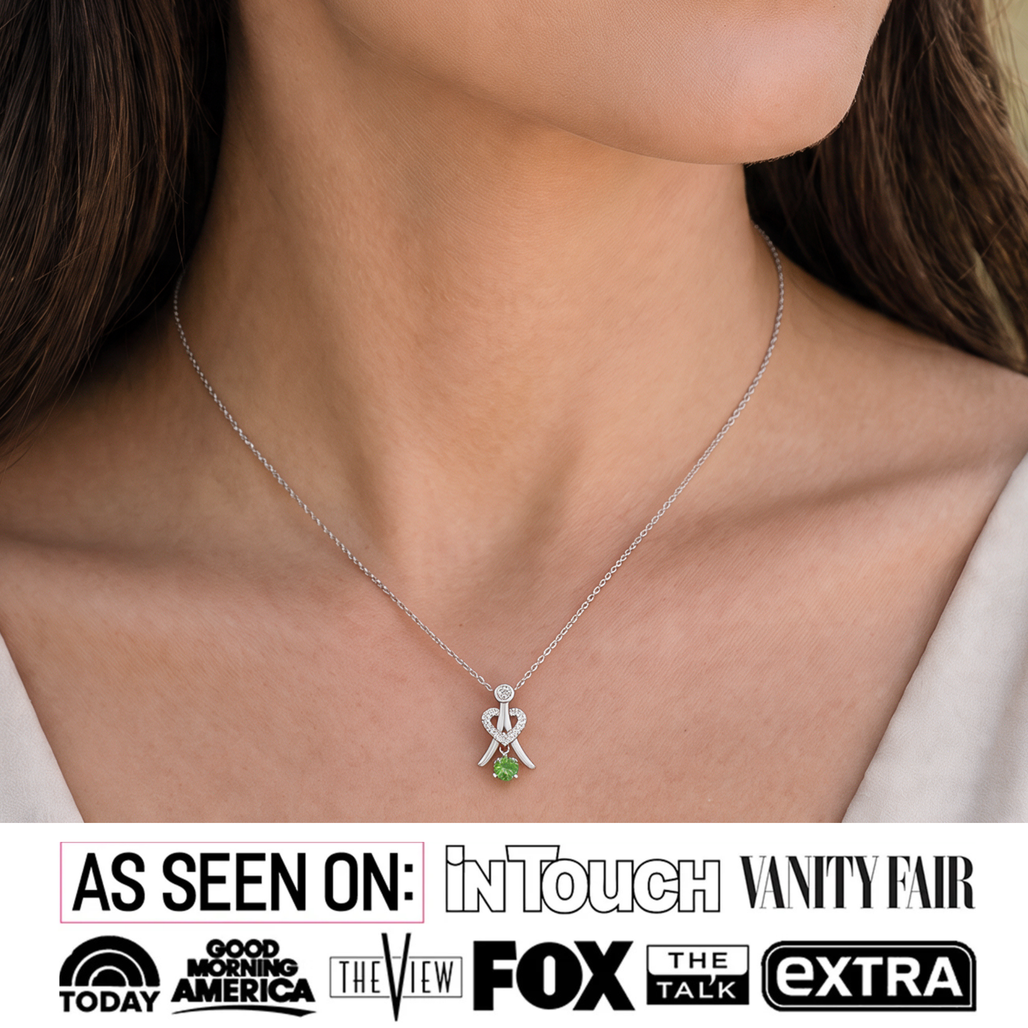 Serenity Birthstone 18k White Gold Plated Necklace with Round Cut Swarovski Crystals