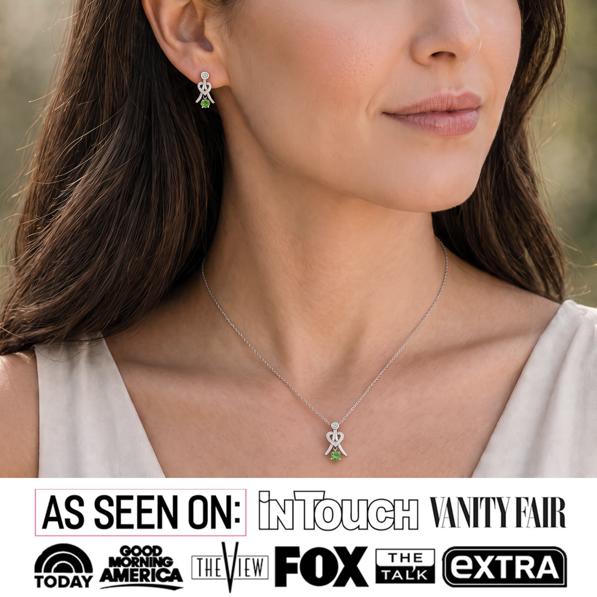 Serenity Birthstone 18k White Gold Plated Drop Earrings and Necklace Set with Swarovski Crystals