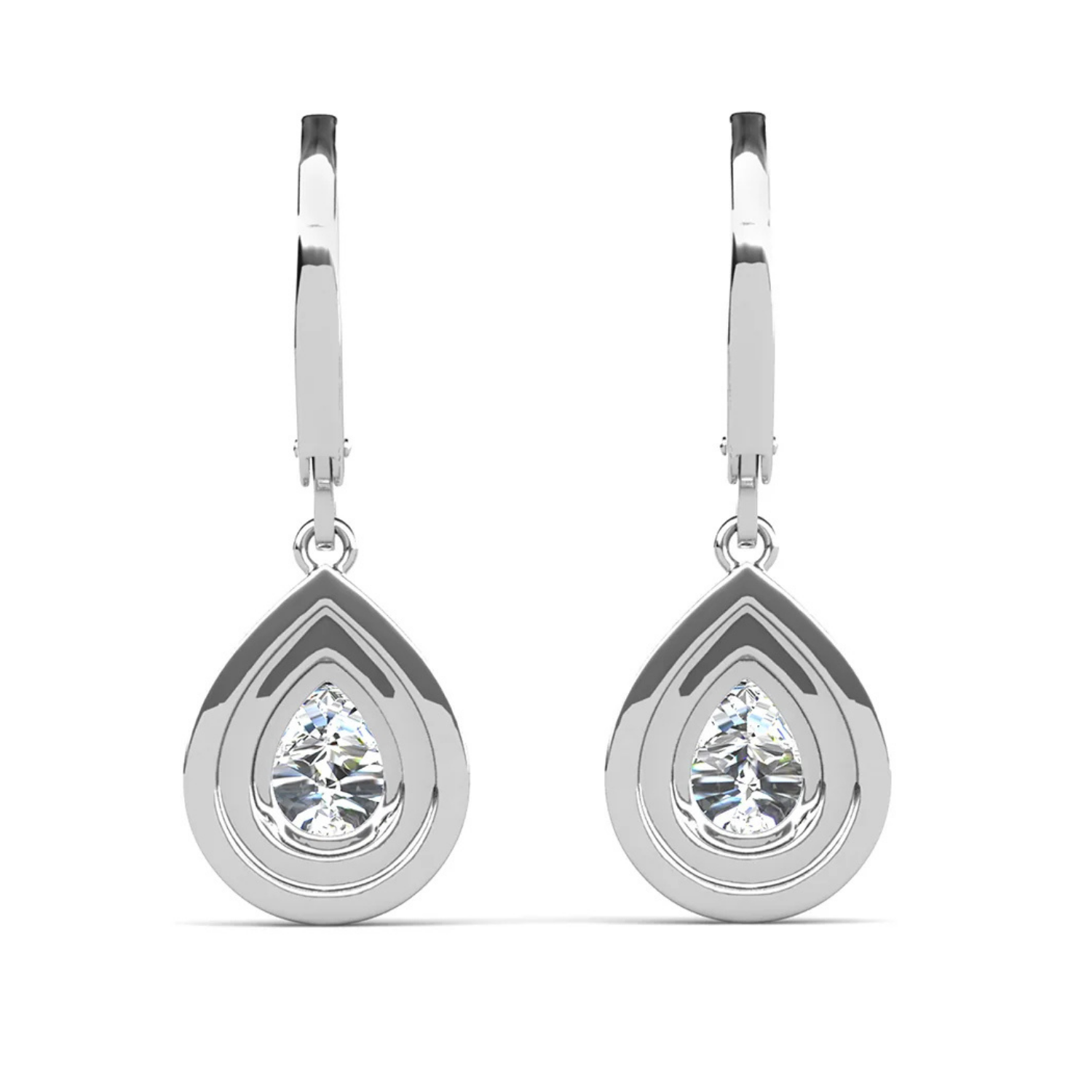 Aurelia 18k White Gold Plated Tear Drop Earrings with Simulated Diamond Crystals