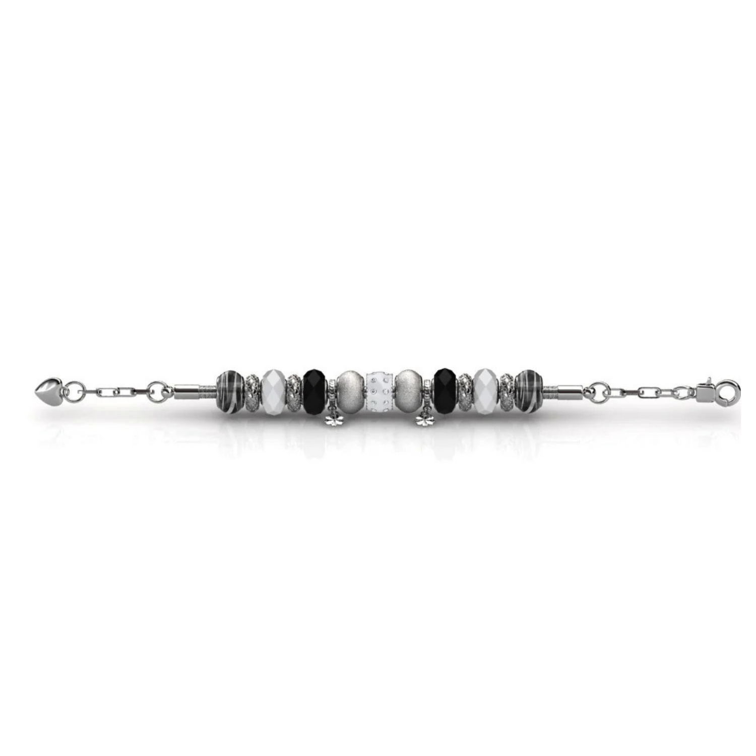 Aurora 18k White Gold Plated Beaded Bracelet with Swarovski Crystals