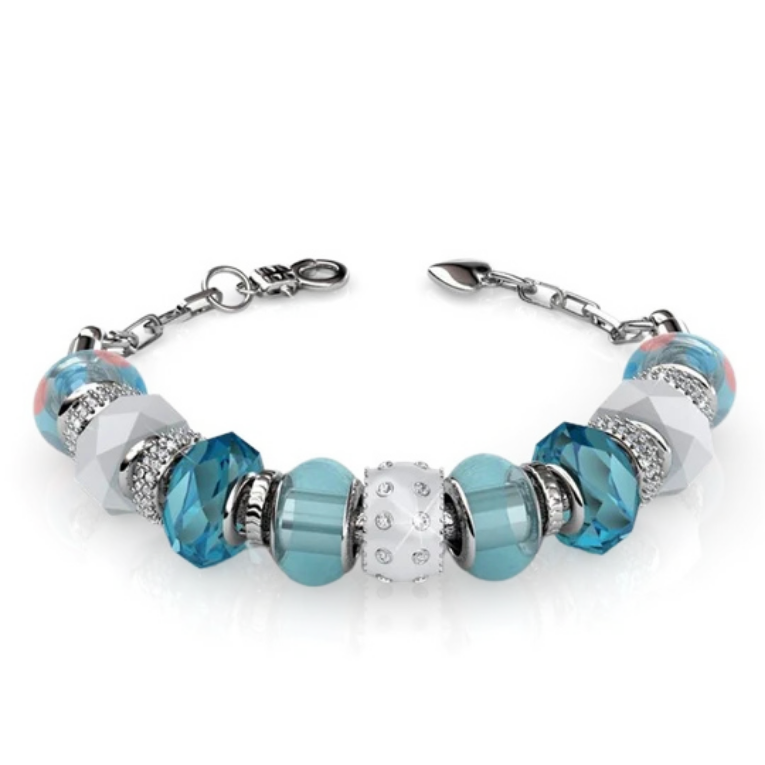 Aurora 18k White Gold Plated Beaded Bracelet with Swarovski Crystals