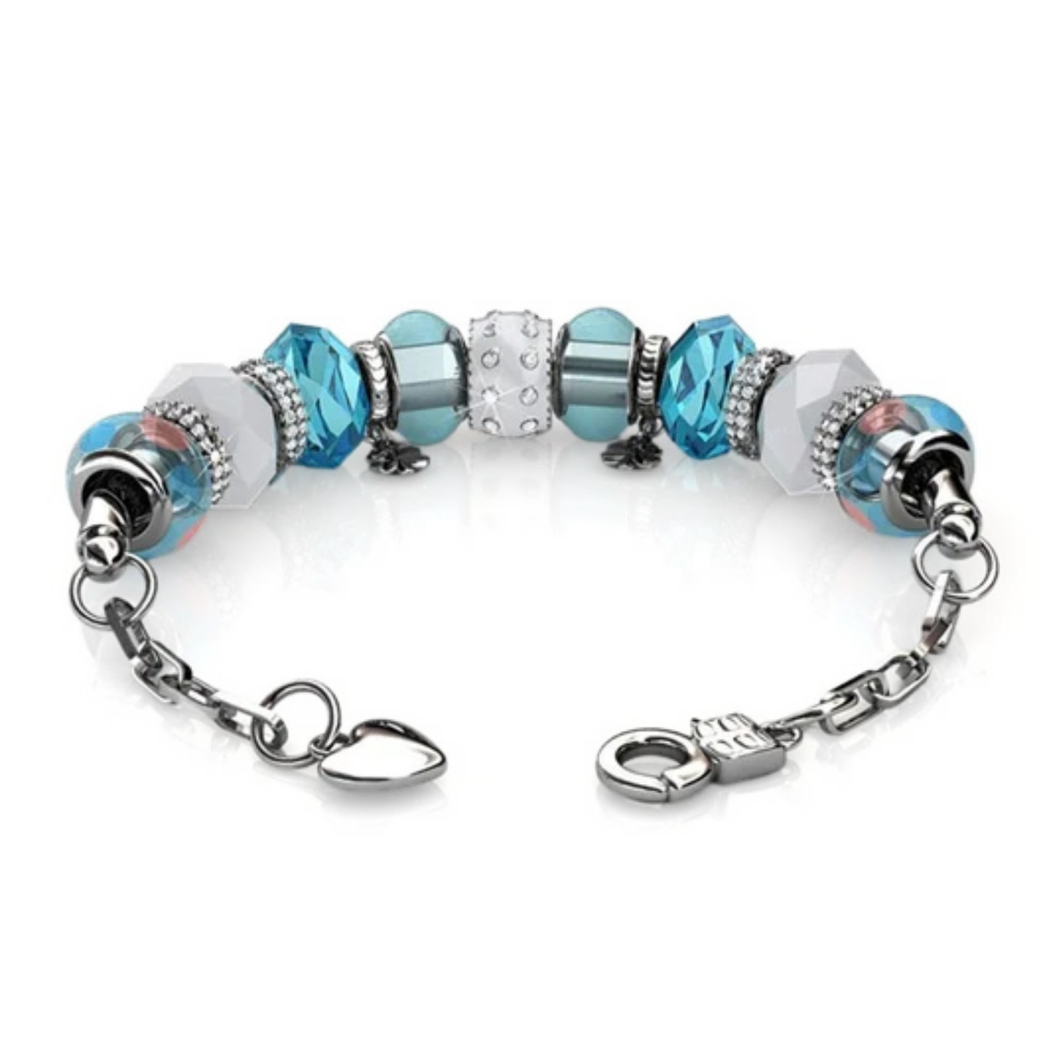 Aurora 18k White Gold Plated Beaded Bracelet with Swarovski Crystals