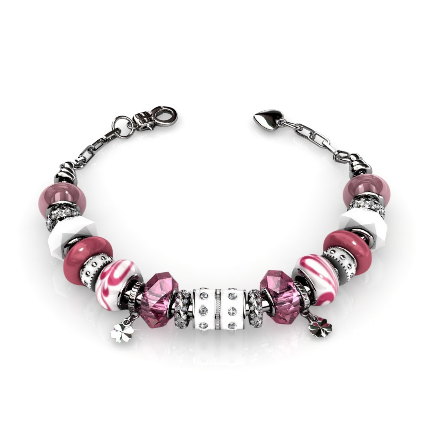 Aurora 18k White Gold Plated Beaded Bracelet with Swarovski Crystals