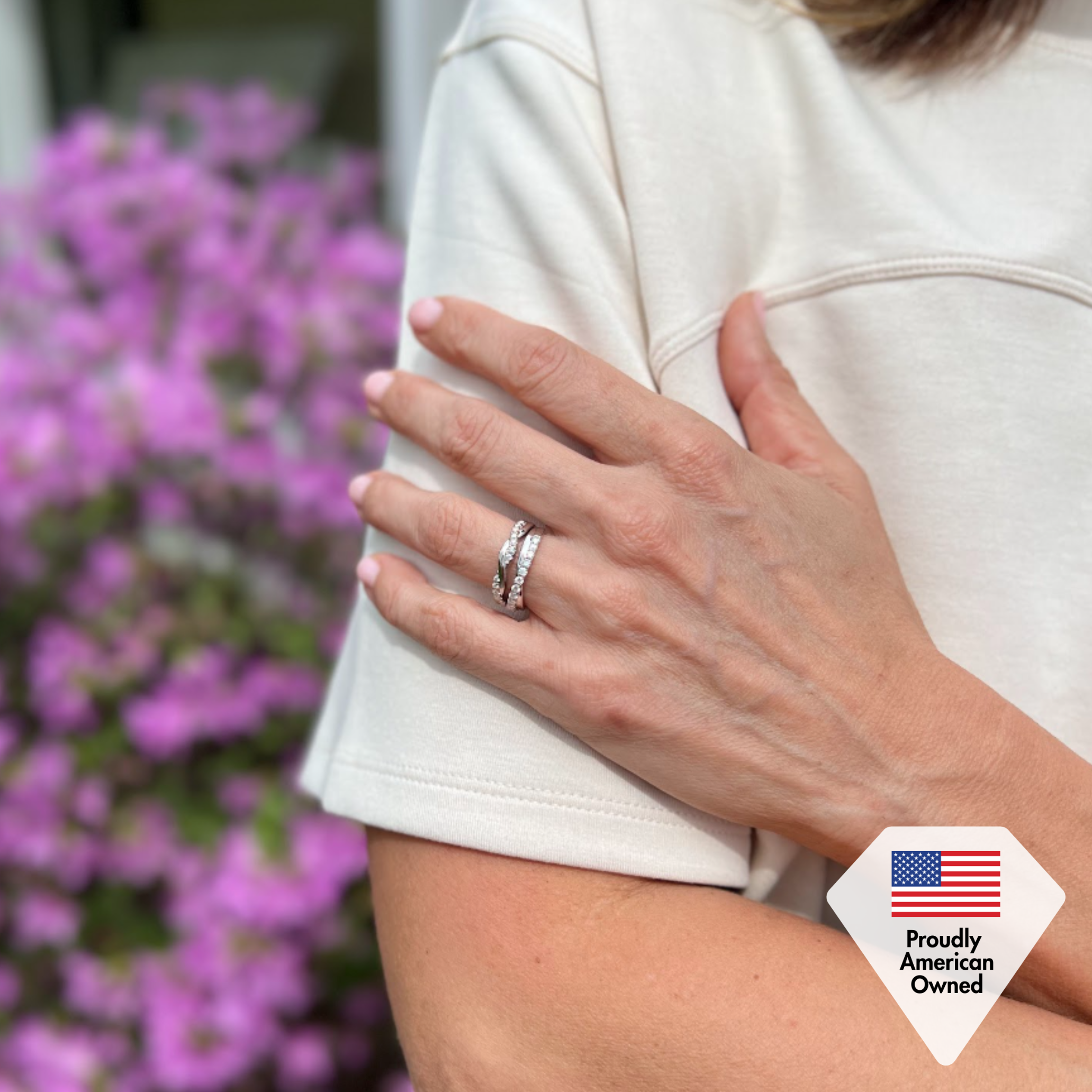 Moissanite by Cate & Chloe Avery 0.21tcw Round Cut 925 Sterling Silver 18k White Gold Plated Wedding Band