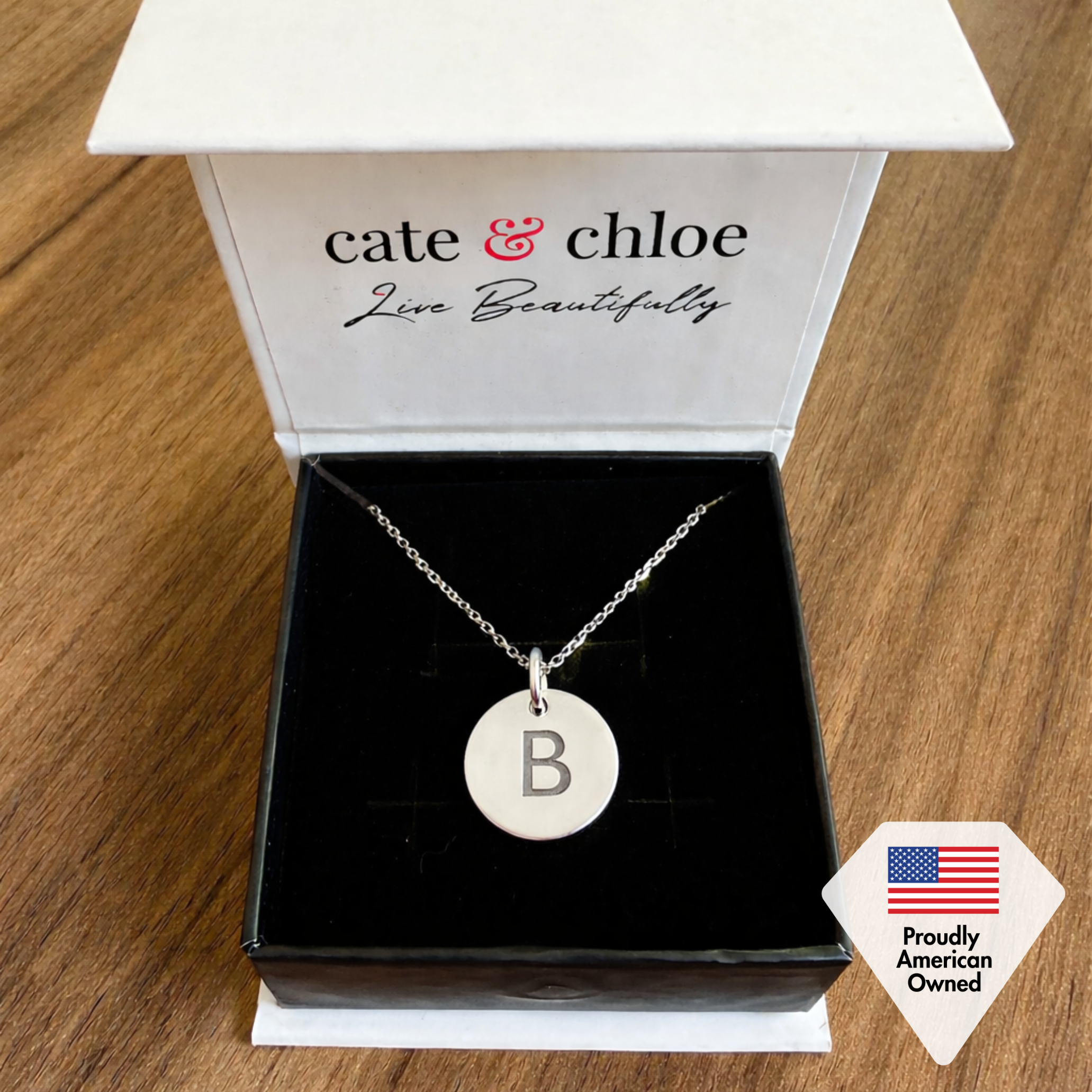 Summer Collection 18k White Gold Plated Engraved Initial Letter Pendant Necklace
