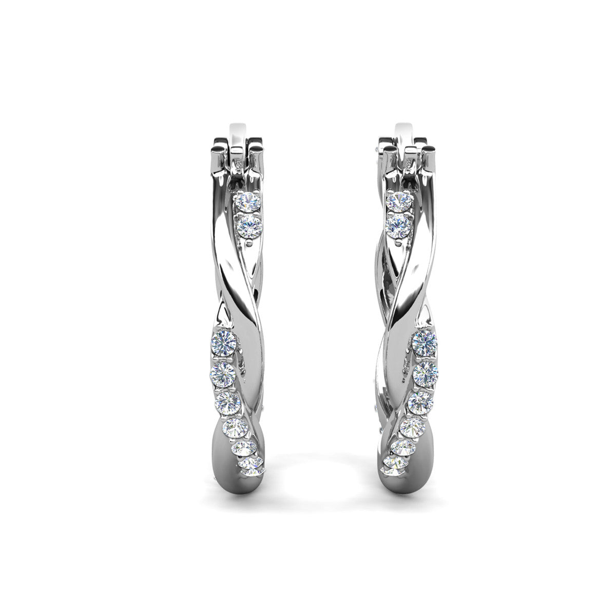 Lauren 18k White Gold Plated Crystal Hoop Earrings for Women