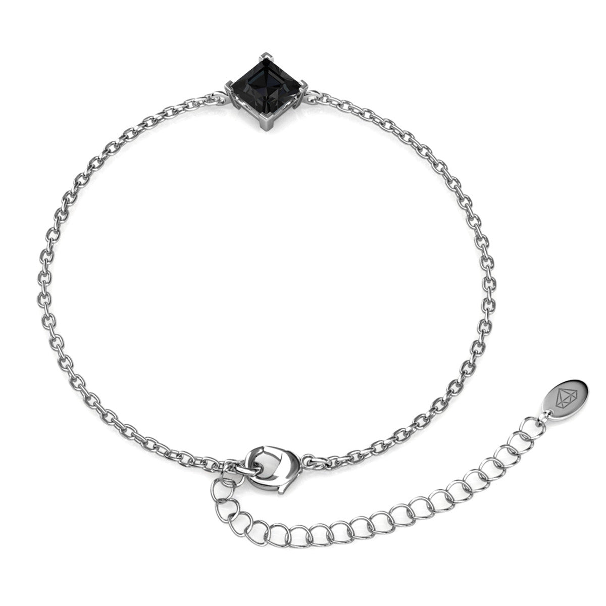 Samantha 18k White Gold Plated Bracelet with Black Swarovski Crystal