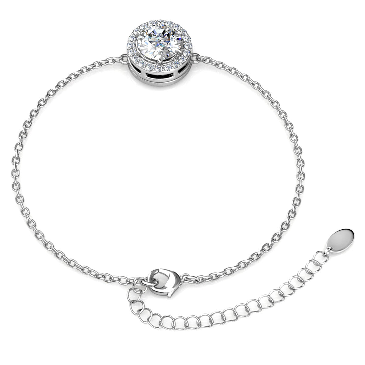 Blake 18k White Gold Plated Crystal Halo Bracelet