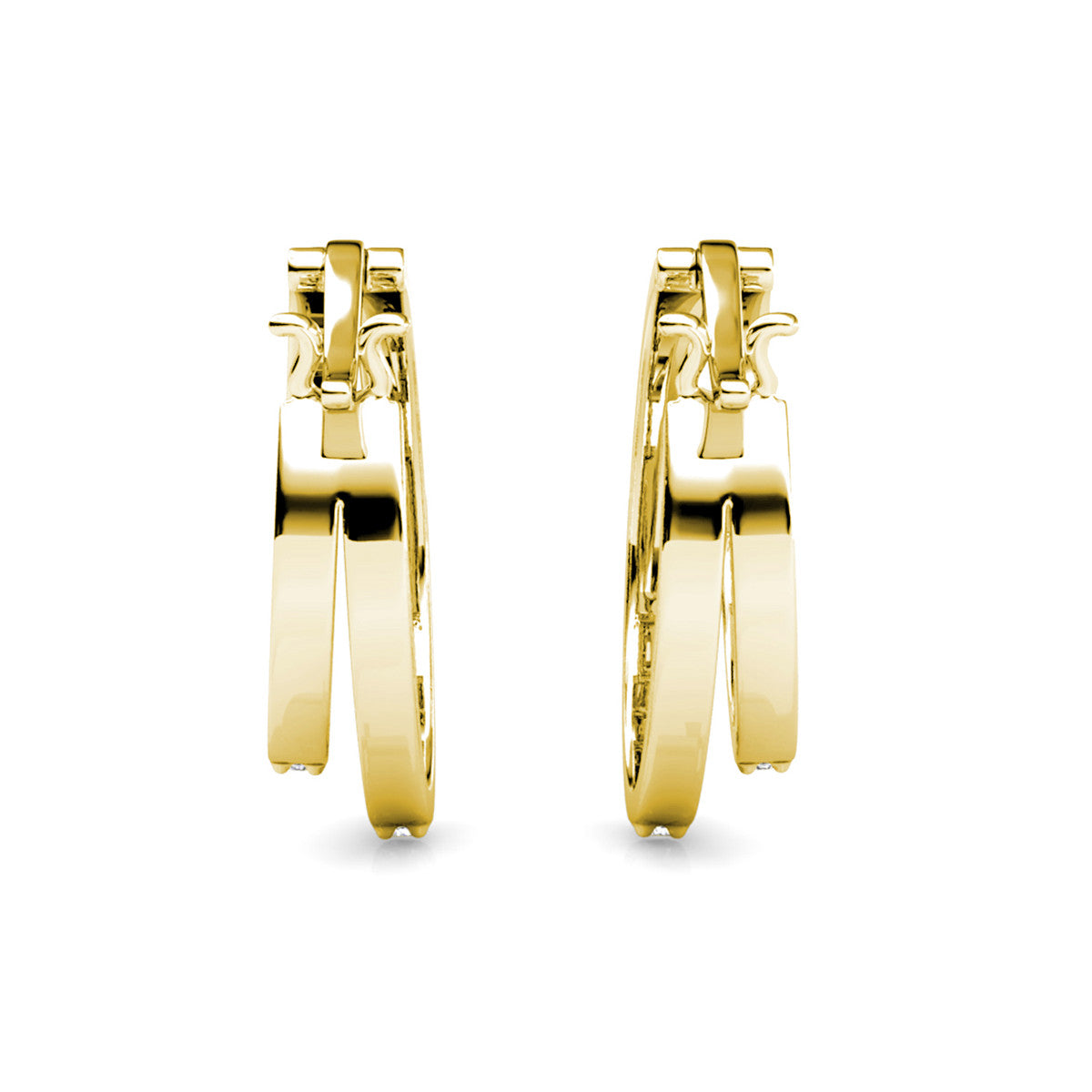 Corina 18k White Gold Plated 20mm Hoop Earrings with Swarovski Crystals (3 Pair Set)