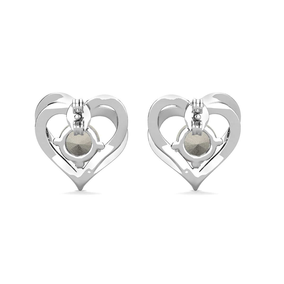 Forever April Birthstone Diamond 18k White Gold Plated Silver Double Heart Earrings with Swarovski Crystals