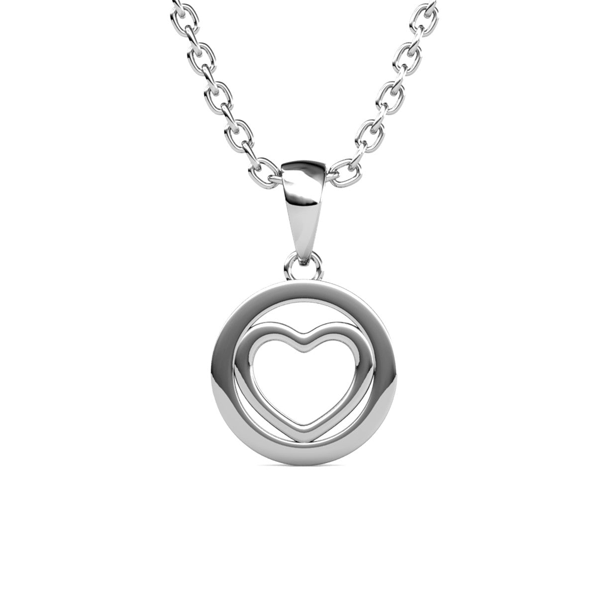 Khaleesi 18k White Gold Plated Silver Heart Necklace with Swarovski Crystals