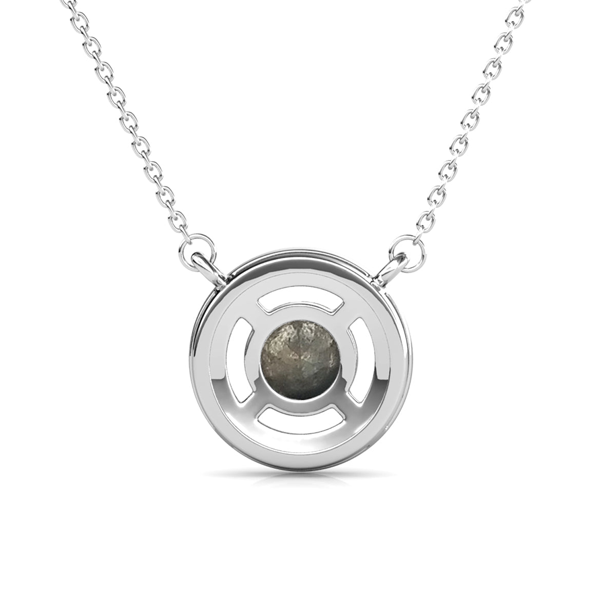 Royal 18k White Gold Plated Birthstone Halo Necklace with Round Cut Swarovski Crystals