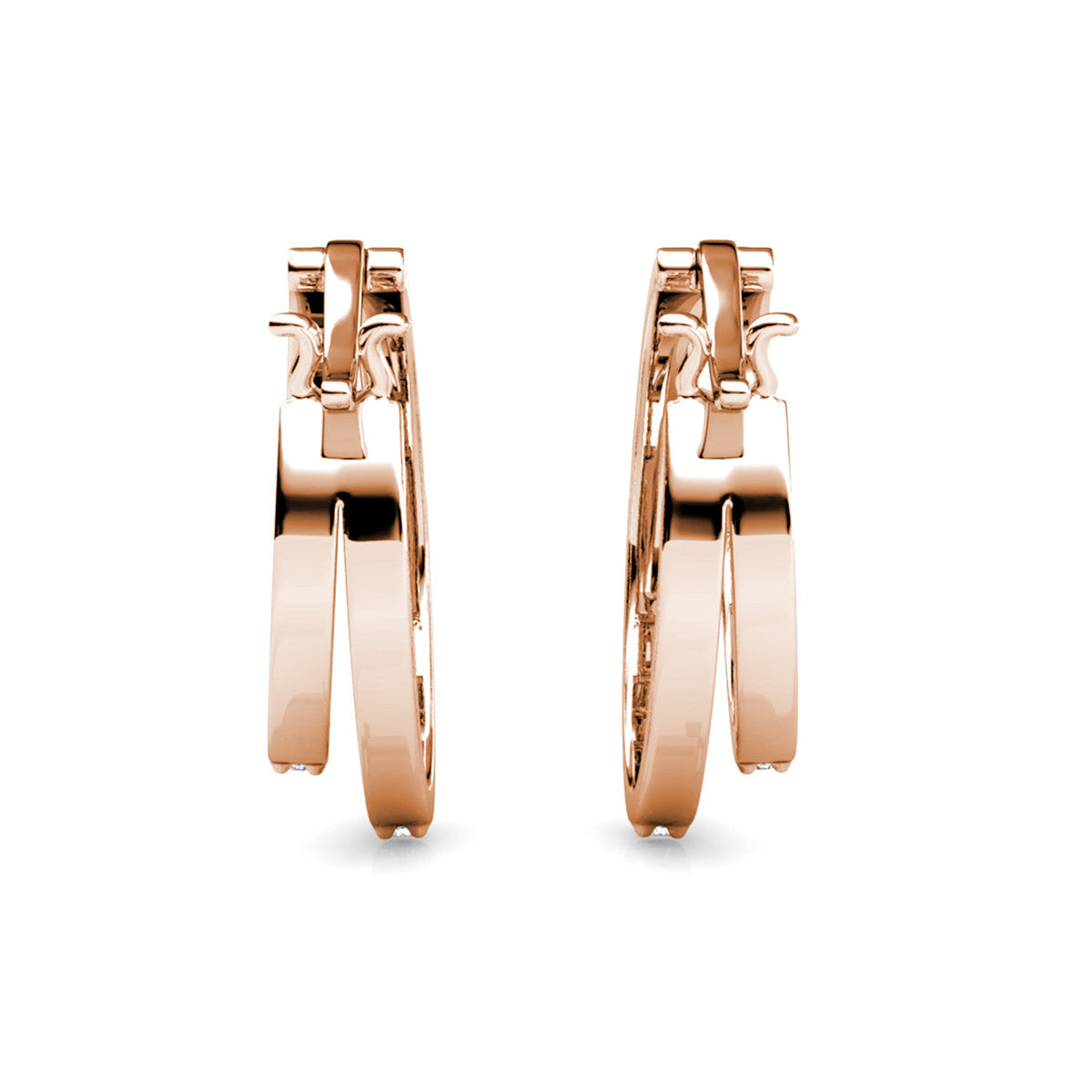 Corina 18k White Gold Plated 20mm Hoop Earrings with Swarovski Crystals (3 Pair Set)