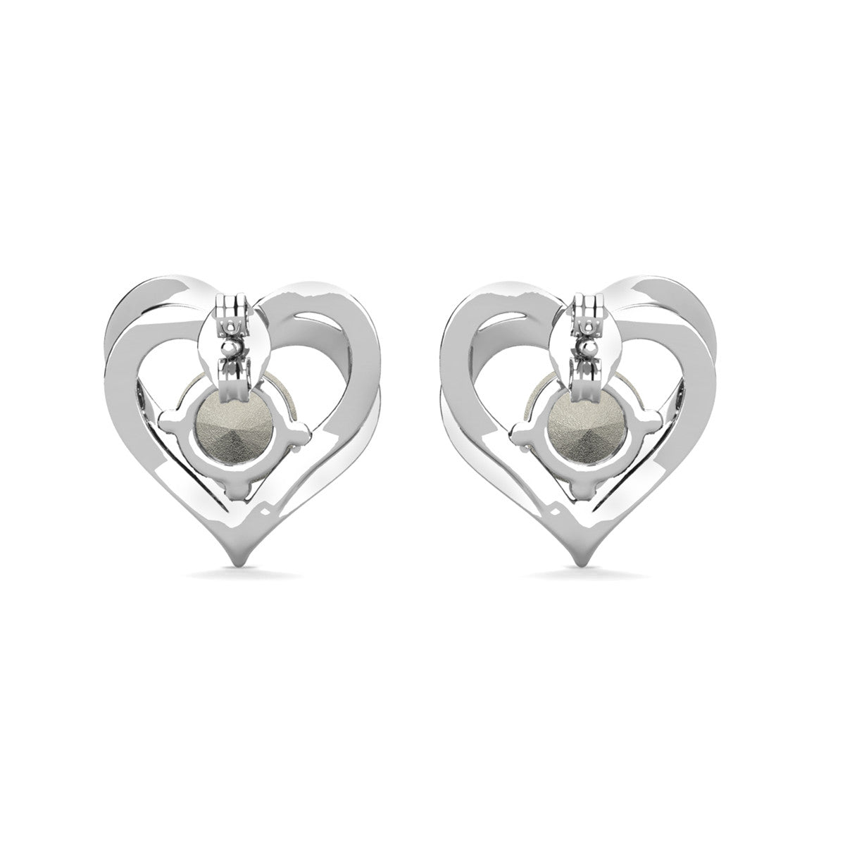 Forever February Birthstone Amethyst Earrings, 18k White Gold Plated Silver Double Heart Crystal Earrings