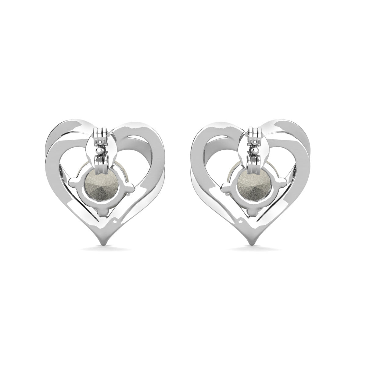 Forever February Birthstone 18k White Gold Double Heart Stud Amethyst Earrings with Swarovski Crystals