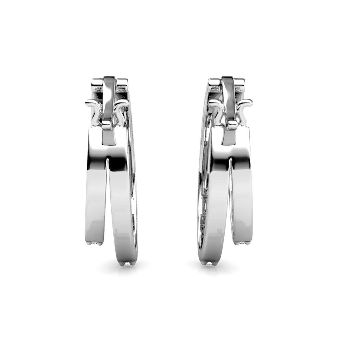 Corina 18k White Gold Plated 20mm Hoop Earrings with Swarovski Crystals (3 Pair Set)