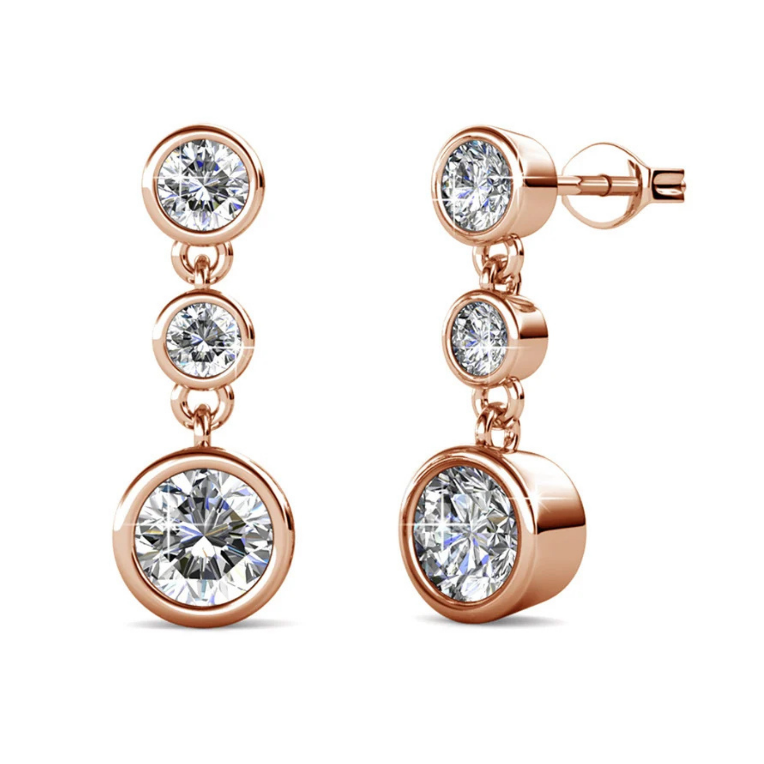 Bailey 18k White Gold Plated Dangle Stud Earrings with Swarovski Crystals — Final Sale