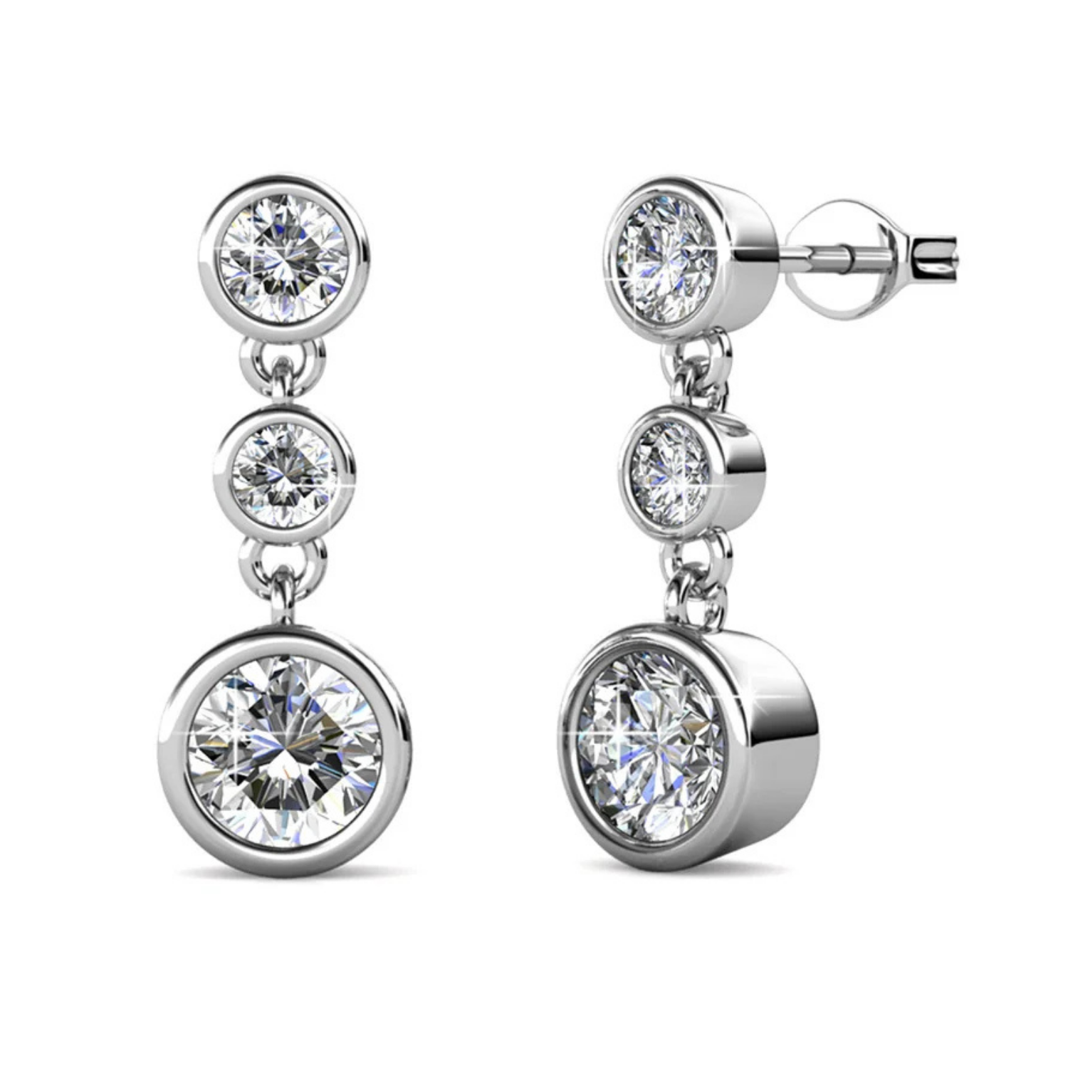 Bailey 18k White Gold Plated Dangle Stud Earrings with Swarovski Crystals — Final Sale