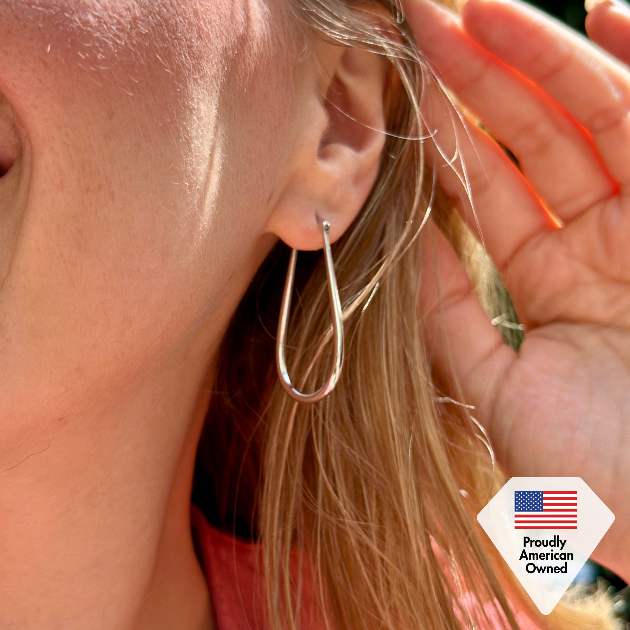 Beatrice 18k White Gold Plated 24mm U-Shaped Hoop Earrings