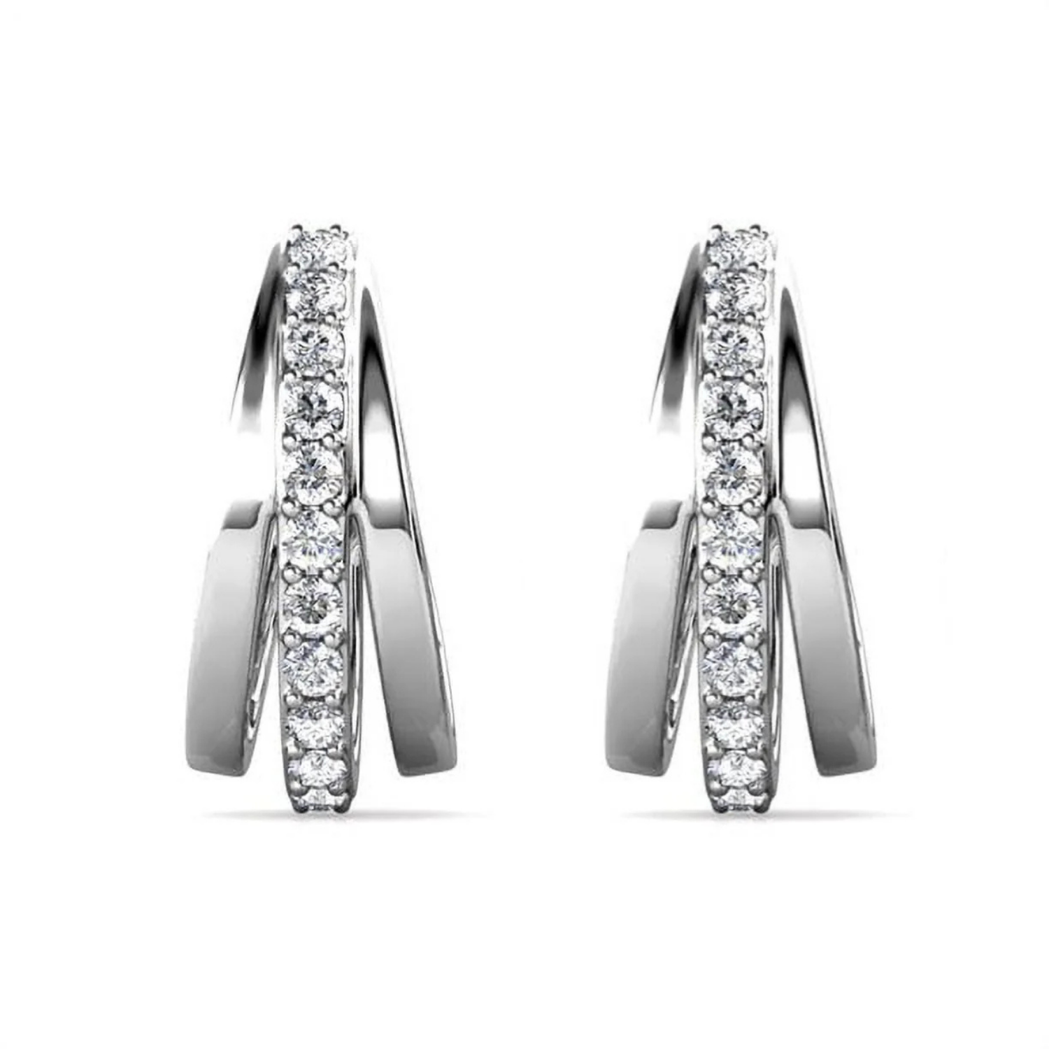 Bella 18k White Gold Plated 17mm Hoop Earrings with Swarovski Crystals
