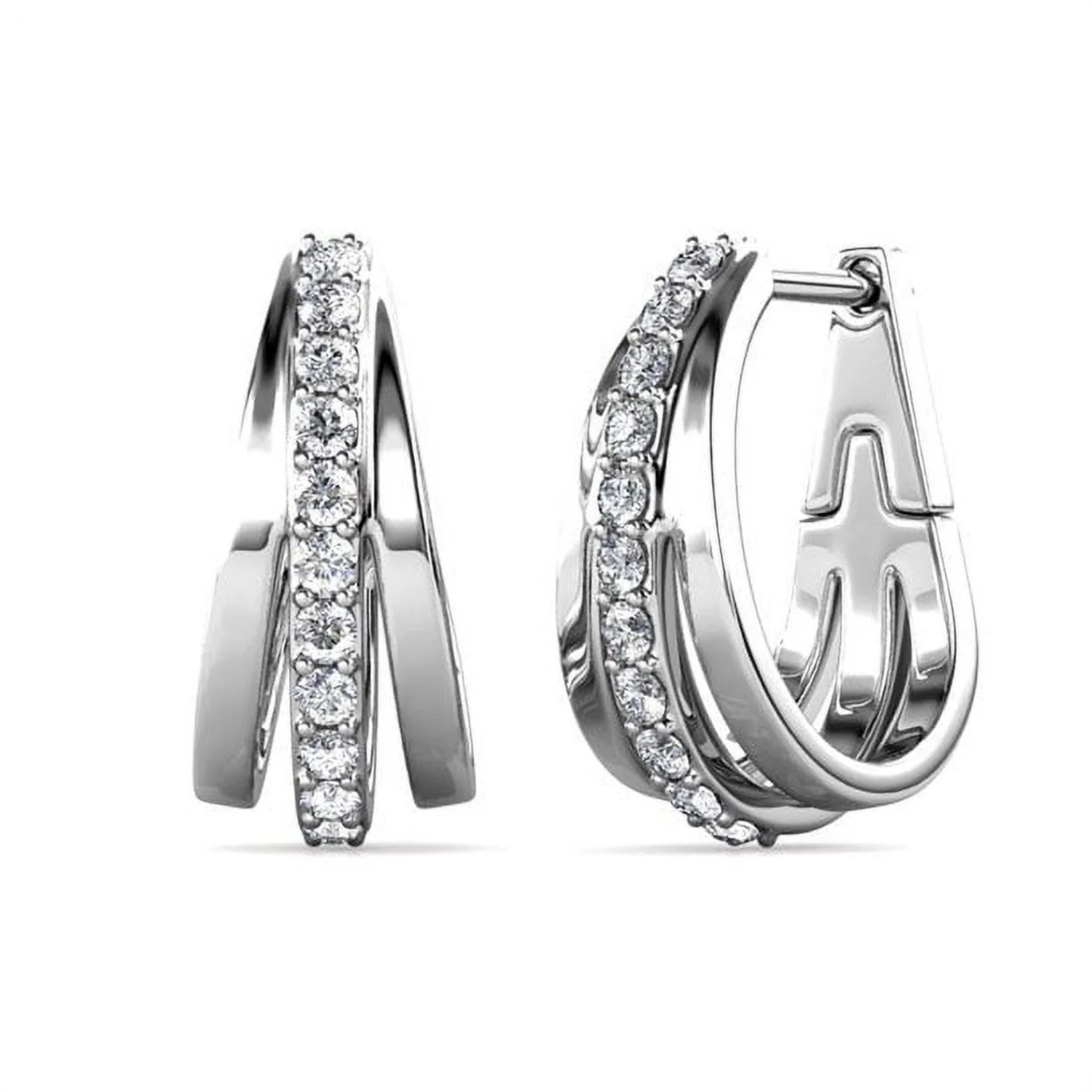Bella 18k White Gold Necklace and Earrings Jewelry Set with Swarovski Crystals