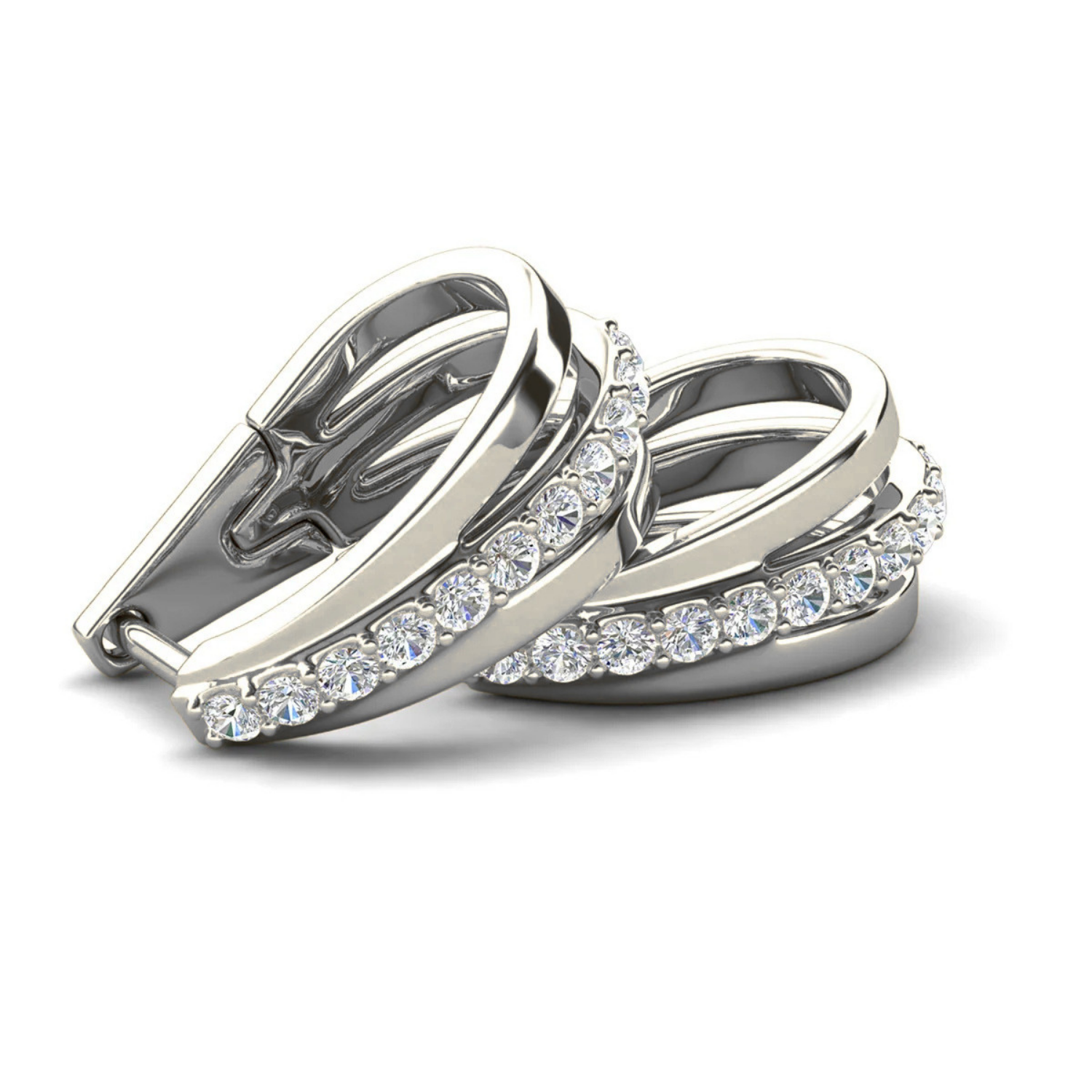Bella 18k White Gold Plated 17mm Hoop Earrings with Swarovski Crystals