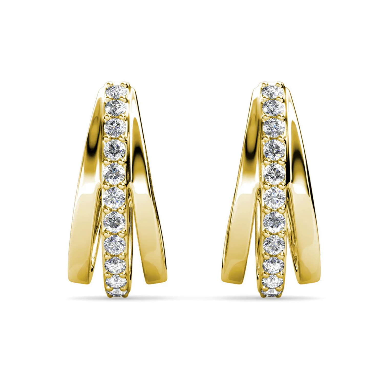 Bella 18k White Gold Plated 17mm Hoop Earrings with Swarovski Crystals