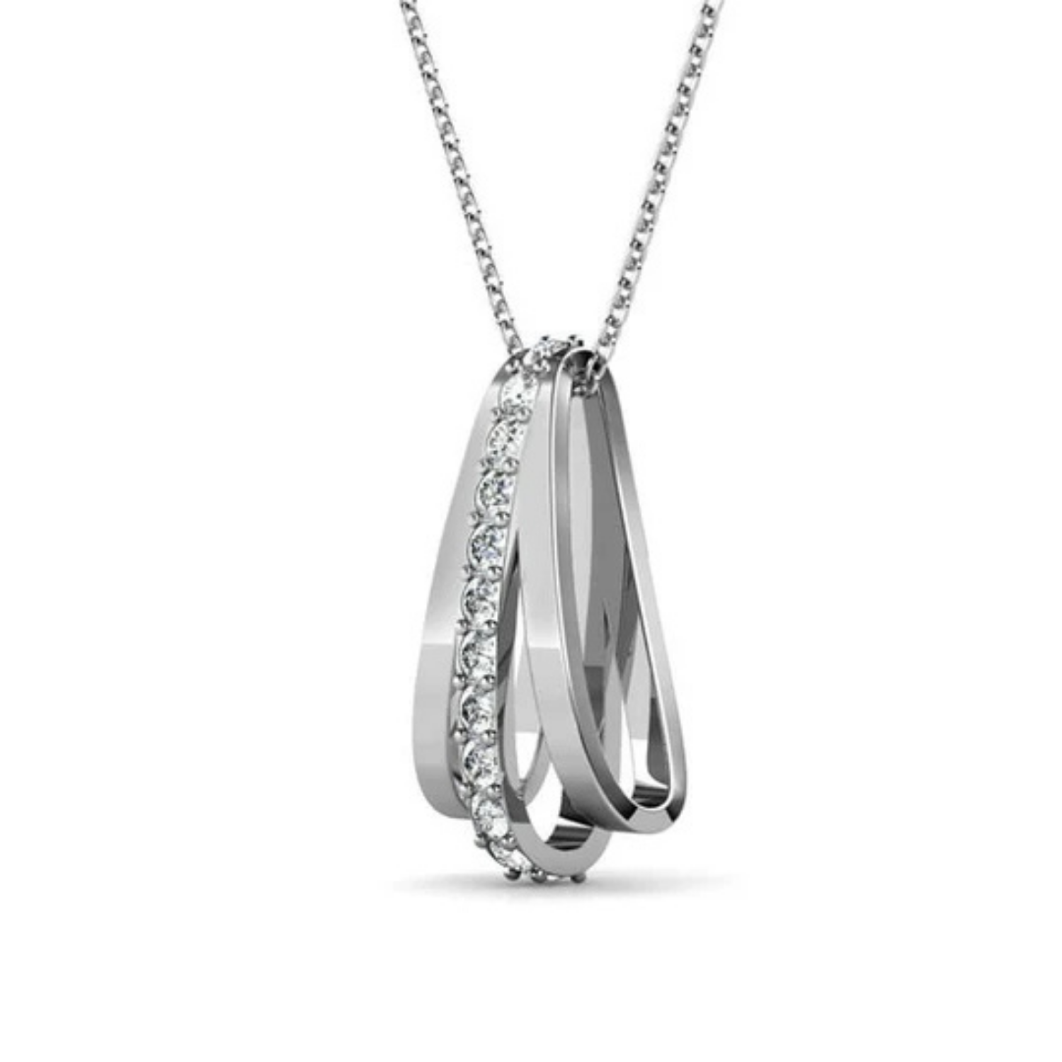 Bella 18k White Gold Necklace and Earrings Jewelry Set with Swarovski Crystals