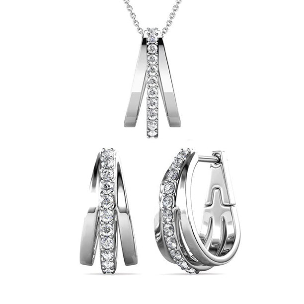 Cate &amp; Chloe Bella 18k 白金项链和耳环镶水晶珠宝套装